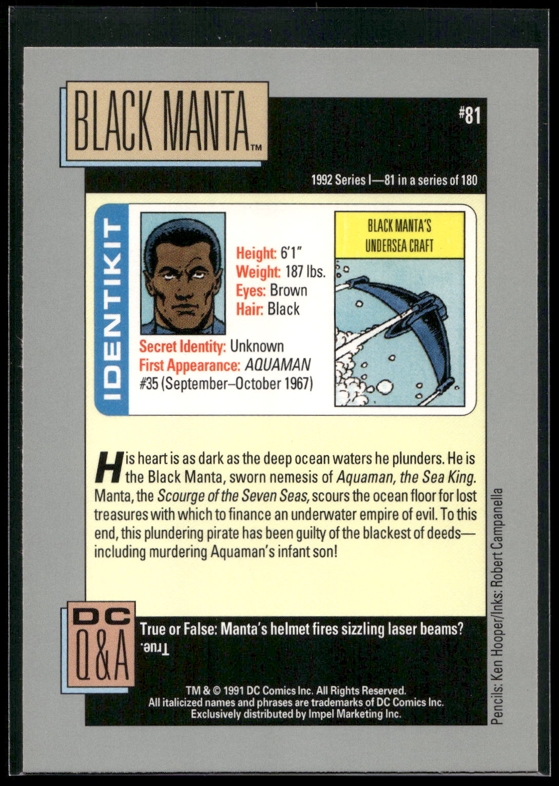 1992 Impel DC Cosmic #81 Black Manta