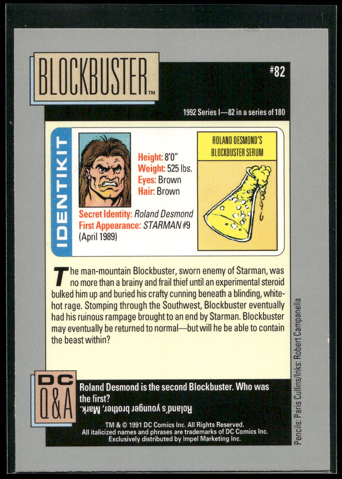 1992 Impel DC Cosmic #82 Blockbuster