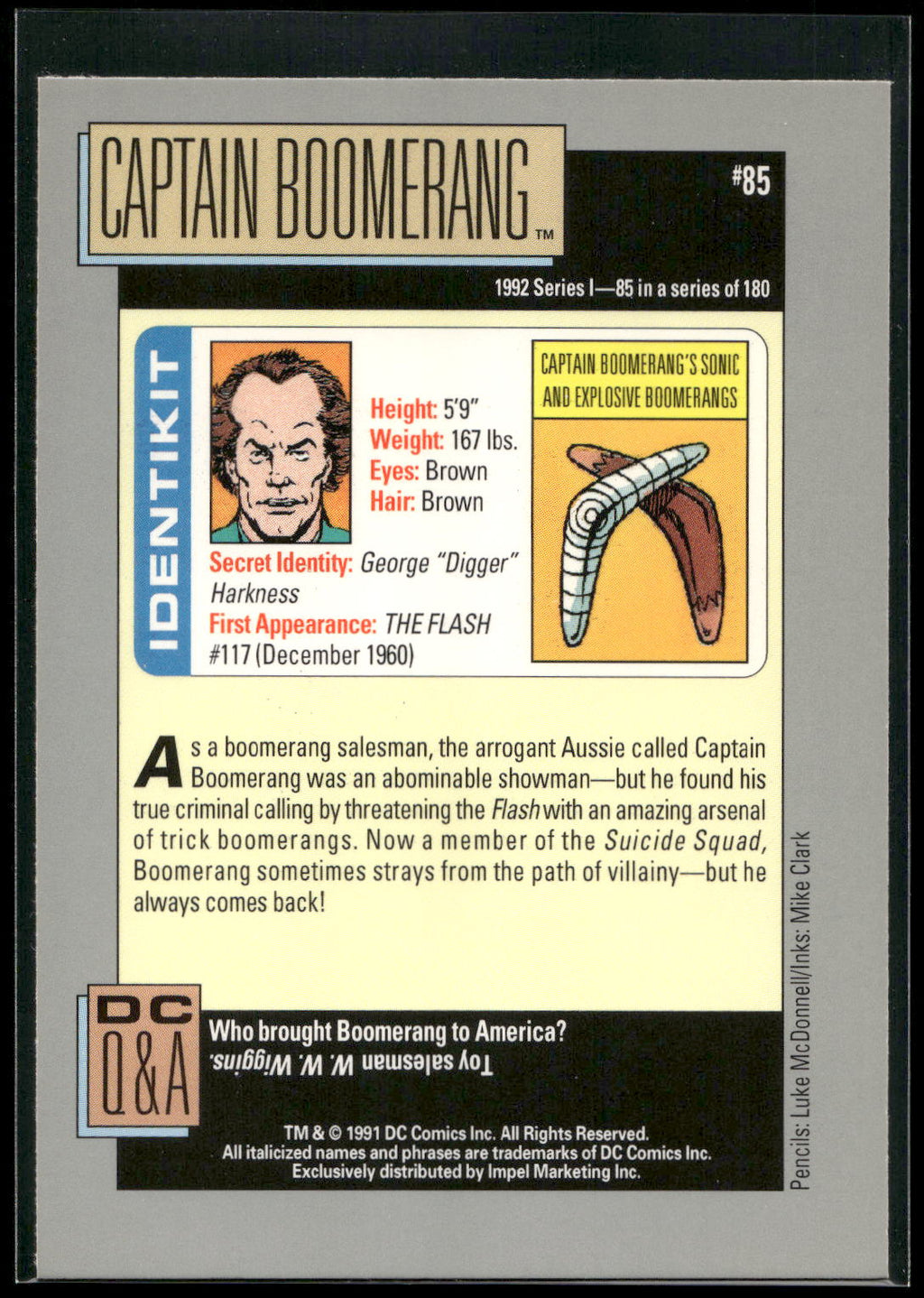 1992 Impel DC Cosmic #85 Captain Boomerang