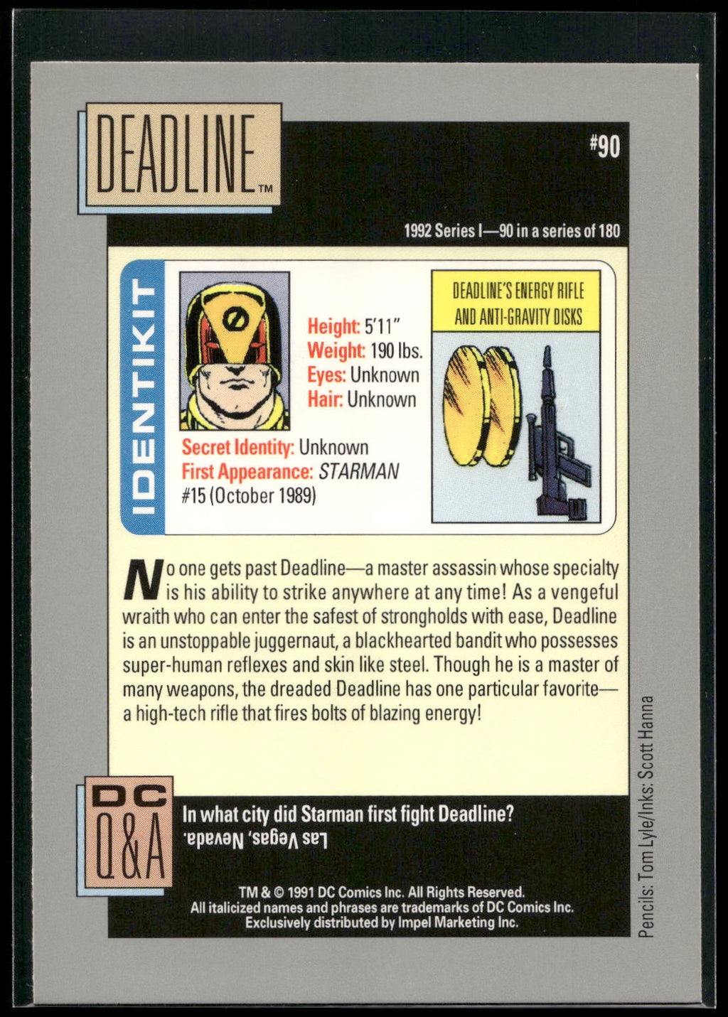 1992 Impel DC Cosmic #90 Deadline