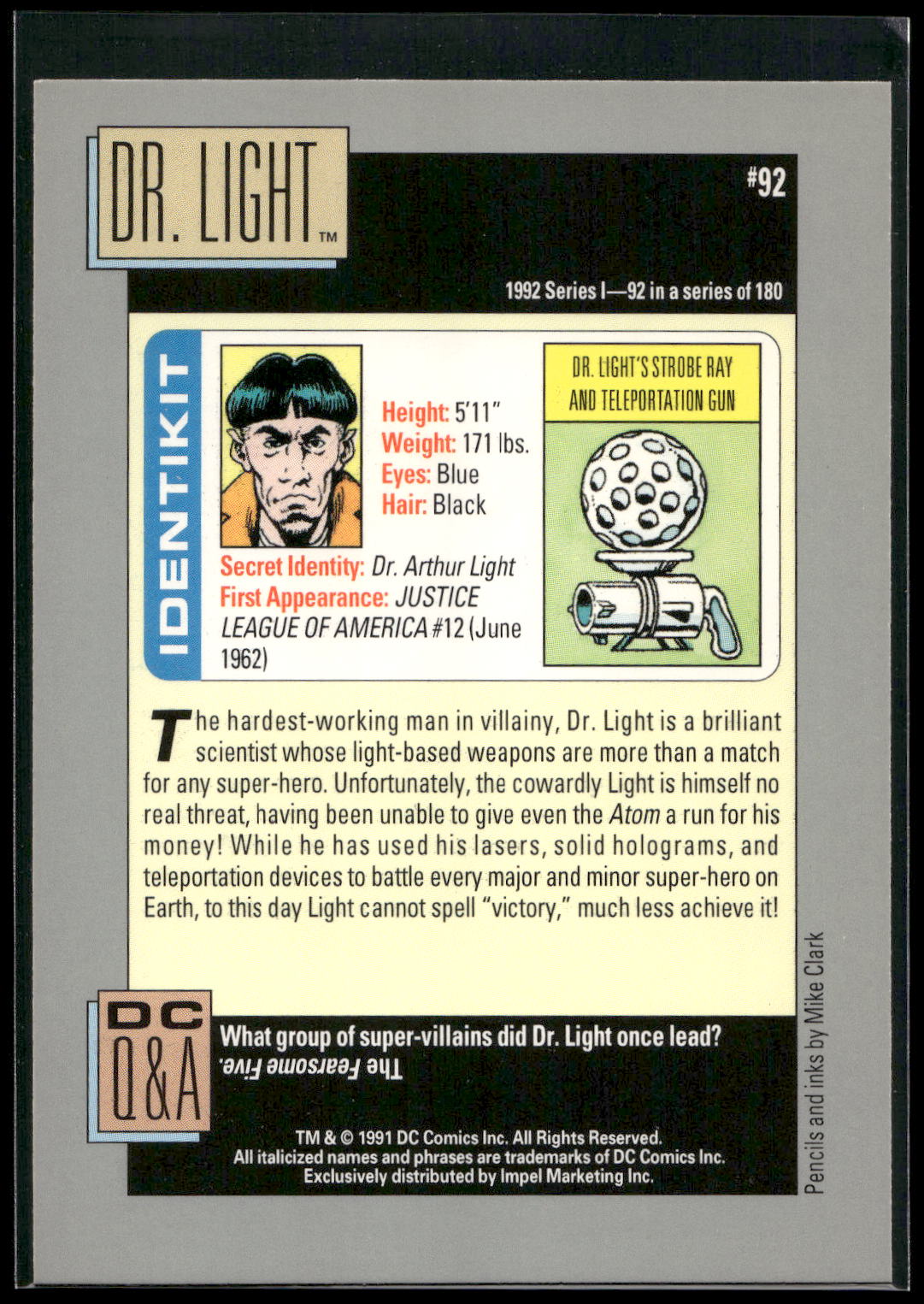 1992 Impel DC Cosmic #92 Dr. Light