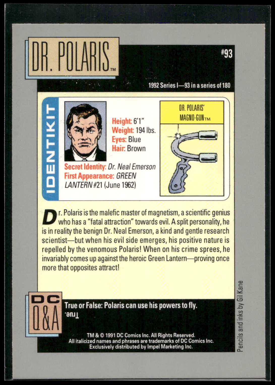 1992 Impel DC Cosmic #93 Dr. Polaris