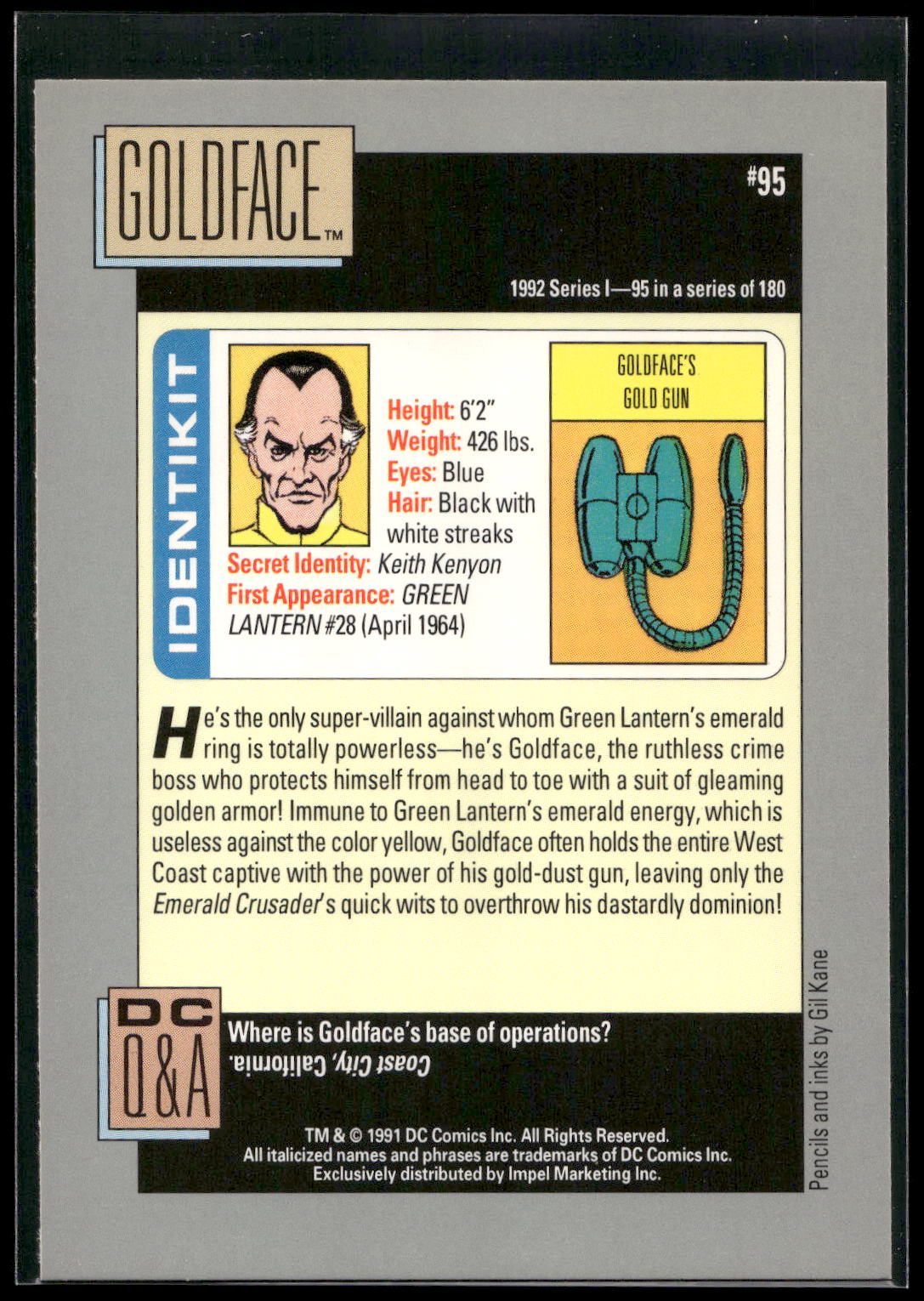 1992 Impel DC Cosmic #95 Goldface