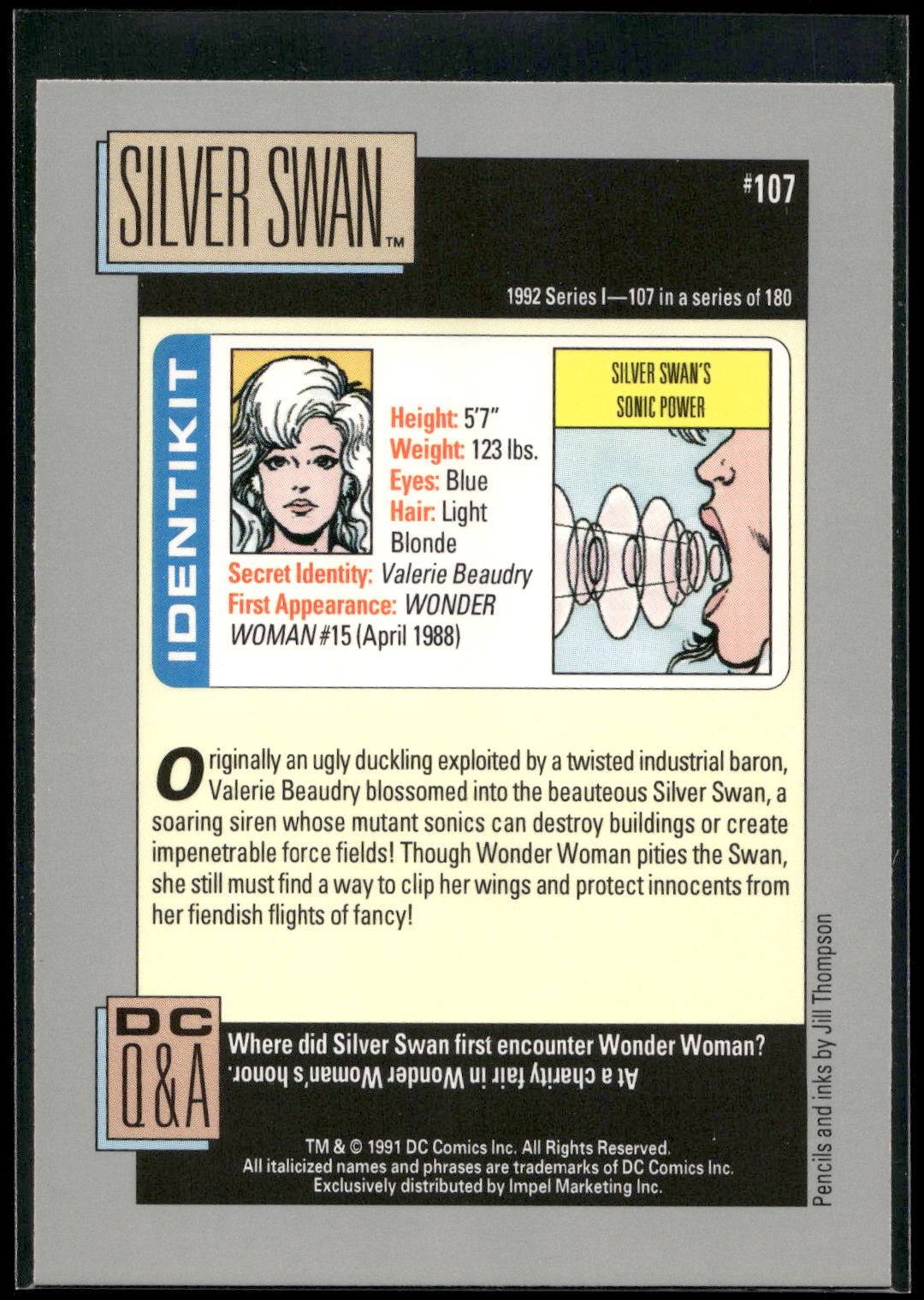 1992 Impel DC Cosmic #107 Silver Swan