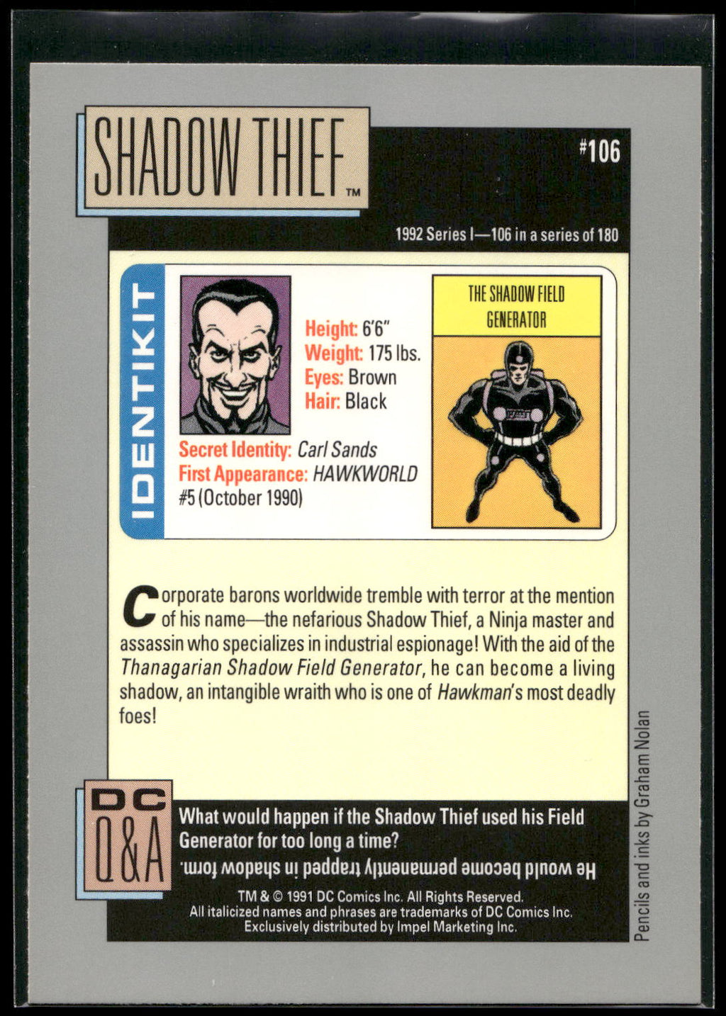 1992 Impel DC Cosmic #106 Shadow Thief