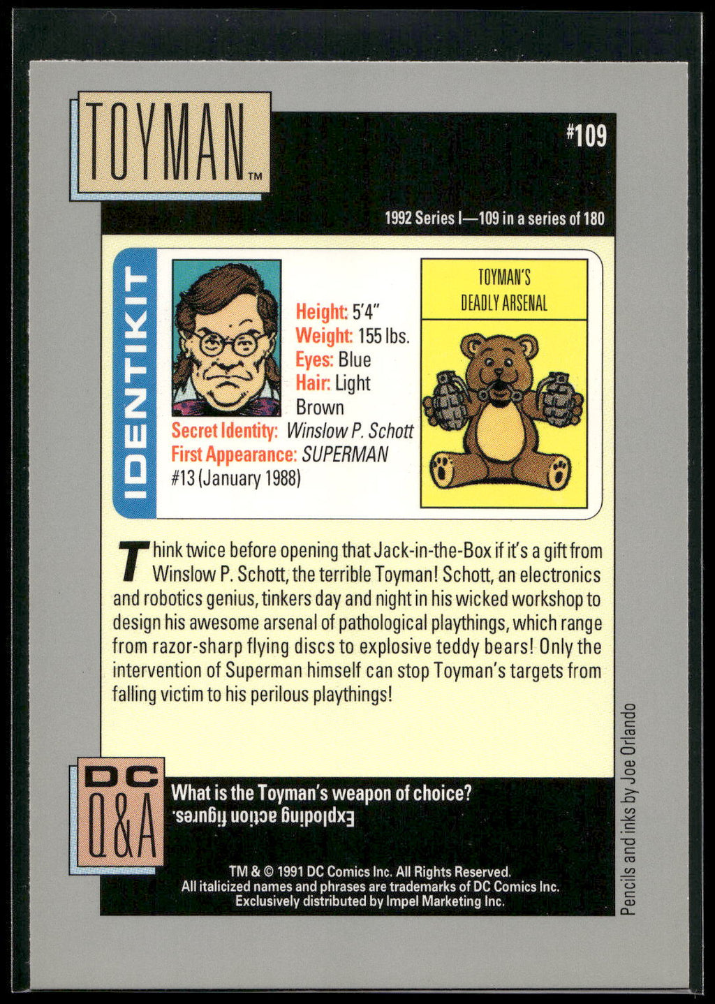 1992 Impel DC Cosmic #109 Toyman