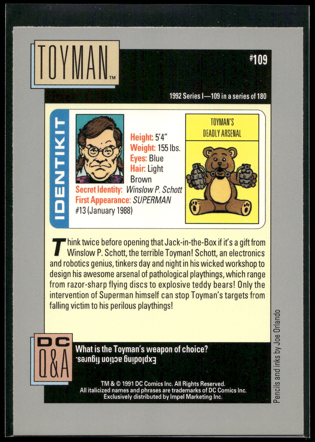 1992 Impel DC Cosmic #109 Toyman