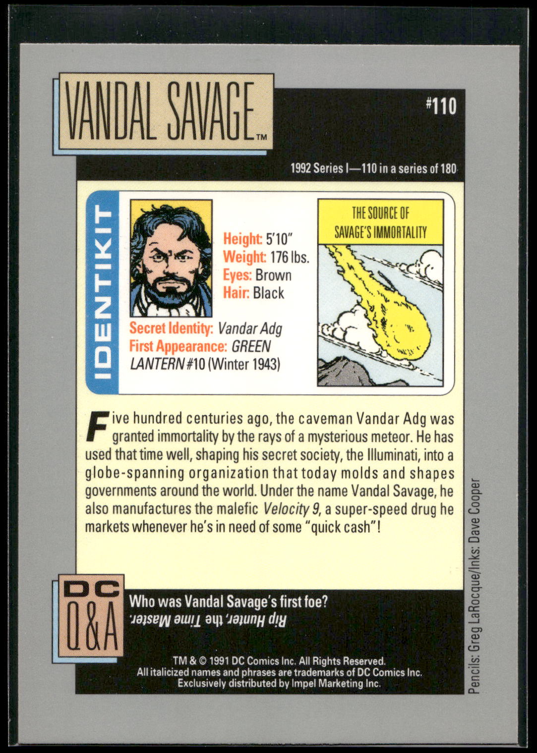 1992 Impel DC Cosmic #110 Vandal Savage