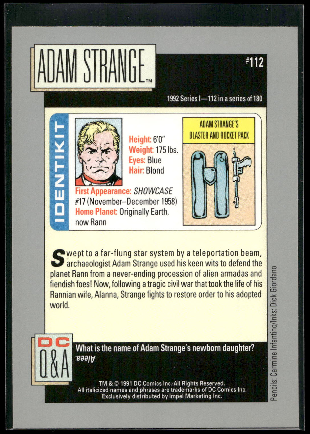 1992 Impel DC Cosmic #112 Adam Strange