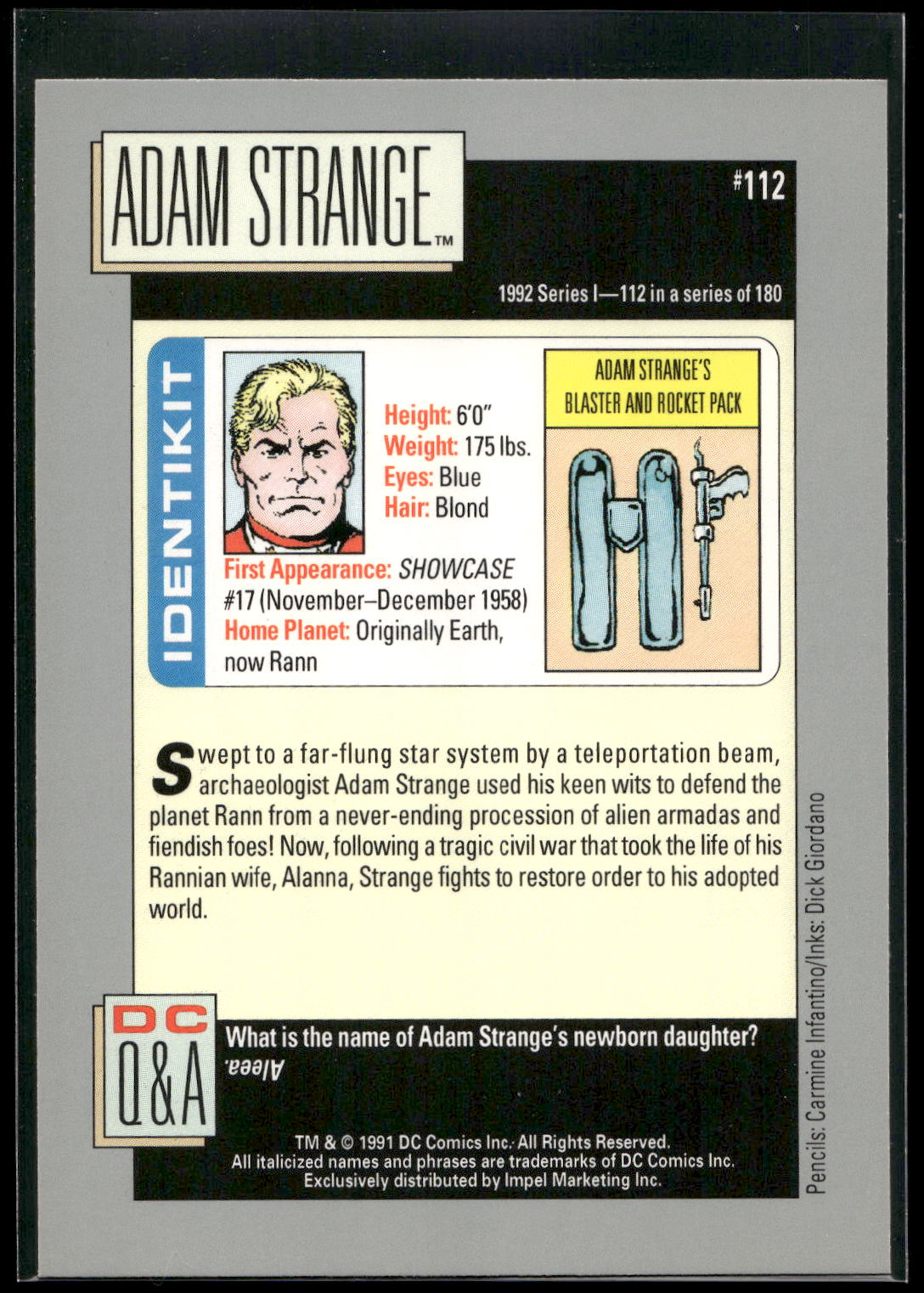 1992 Impel DC Cosmic #112 Adam Strange