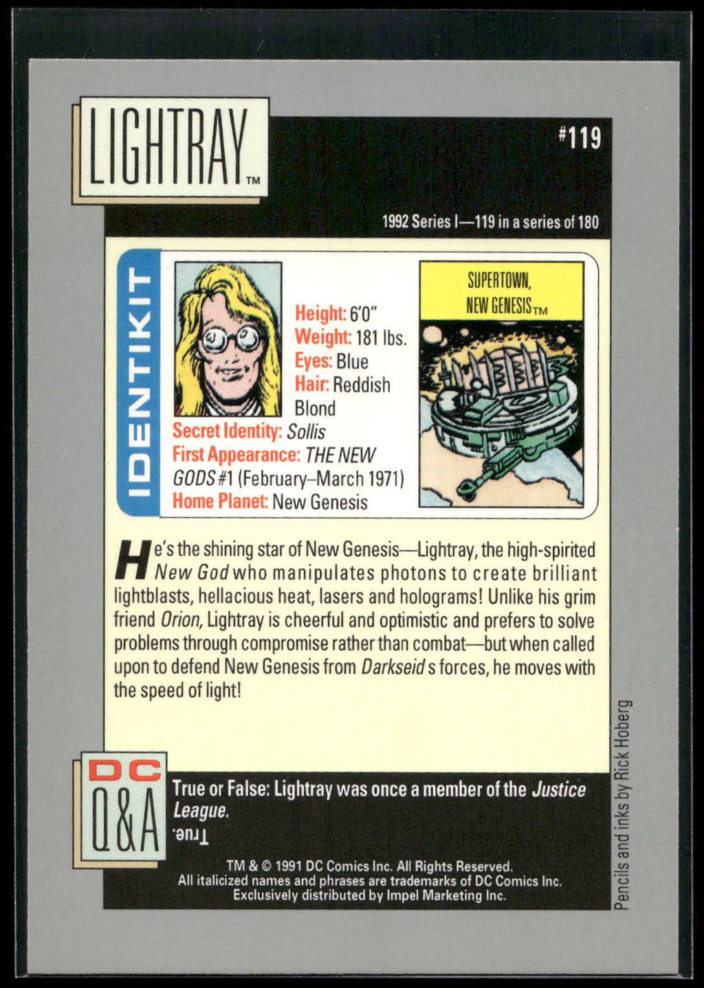 1992 Impel DC Cosmic #119 Lightray