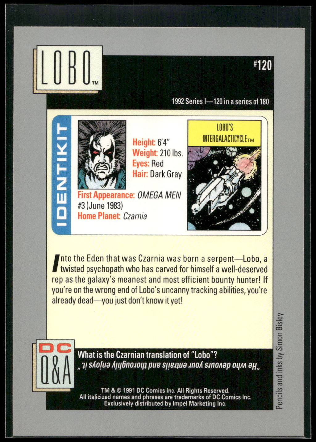 1992 Impel DC Cosmic #120 Lobo