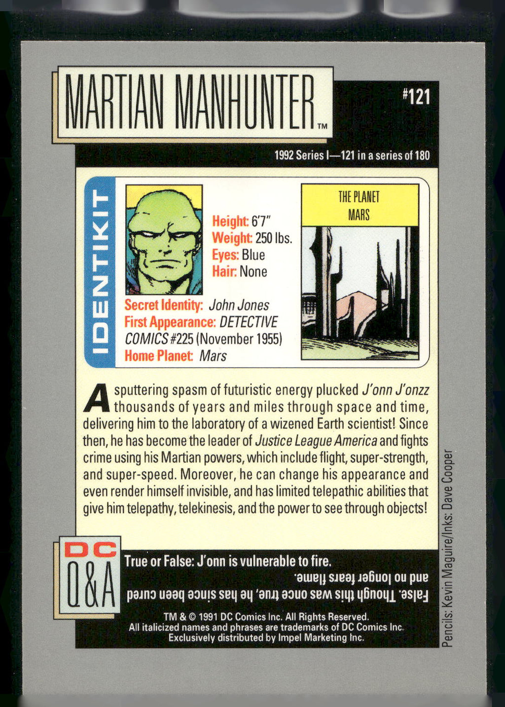 1992 Impel DC Cosmic #121 Martian Manhunter