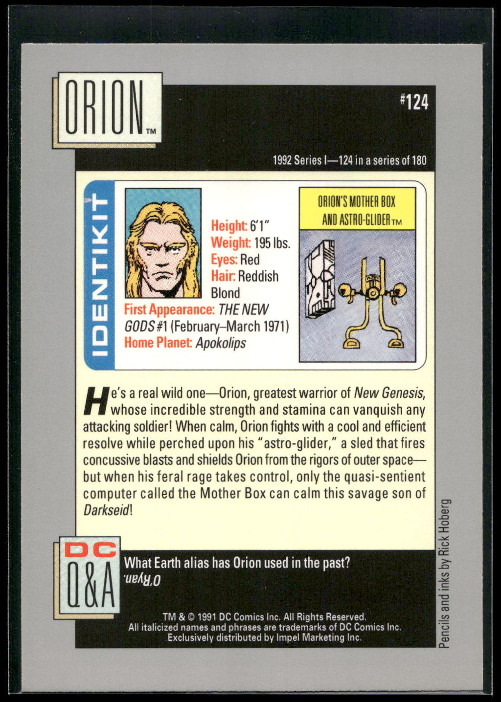 1992 Impel DC Cosmic #124 Orion