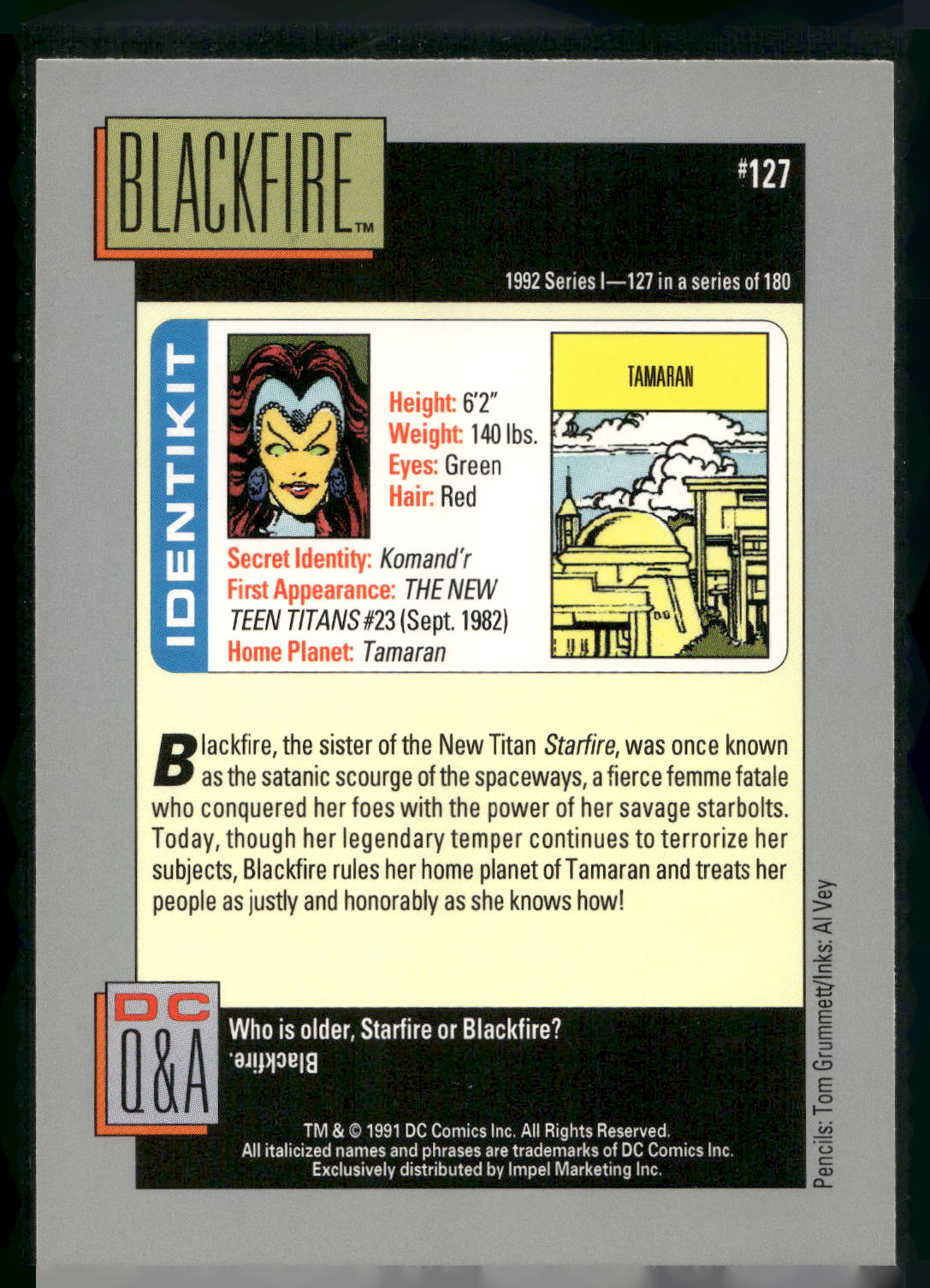 1992 Impel DC Cosmic #127 Blackfire