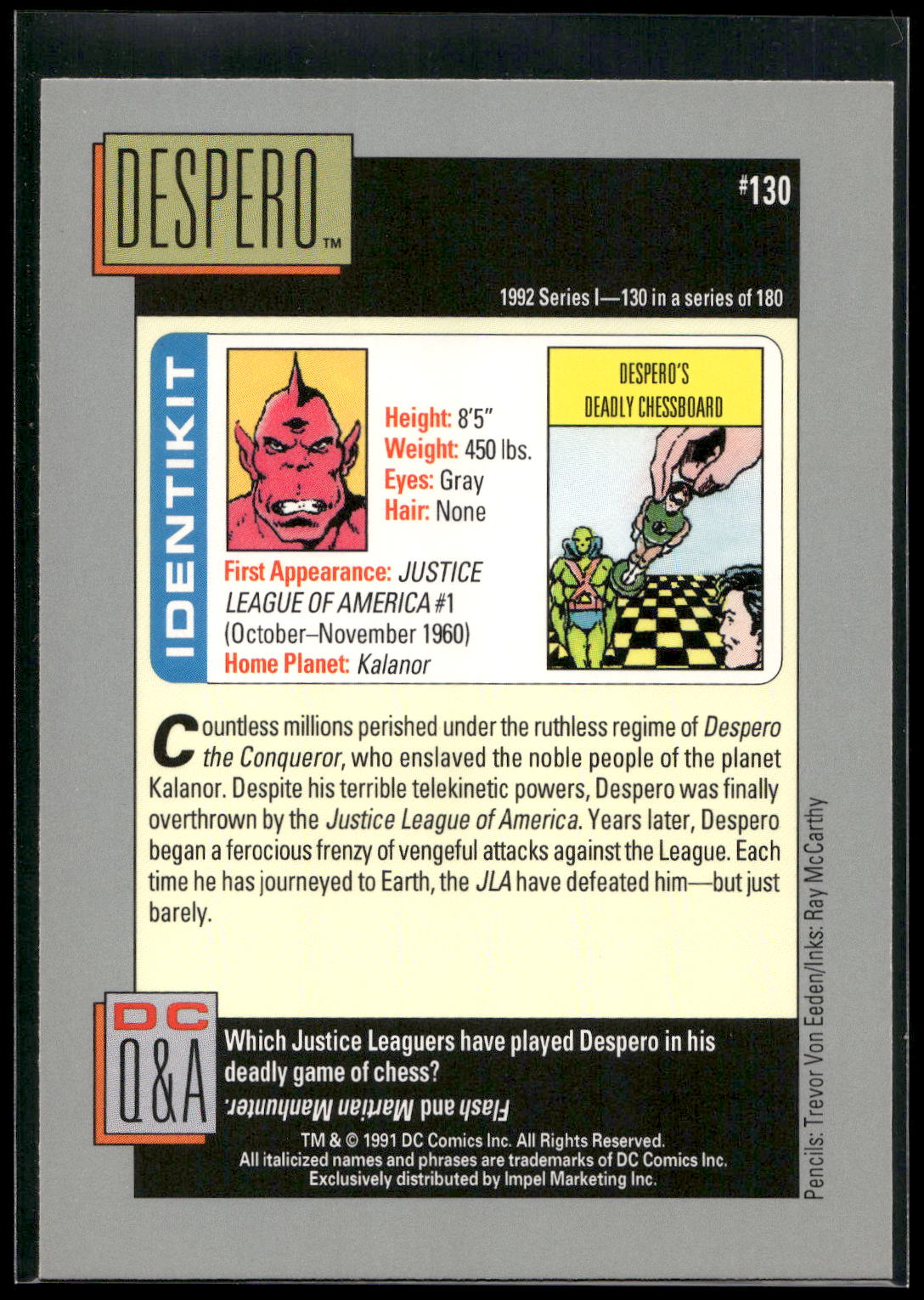 1992 Impel DC Cosmic #130 Despero