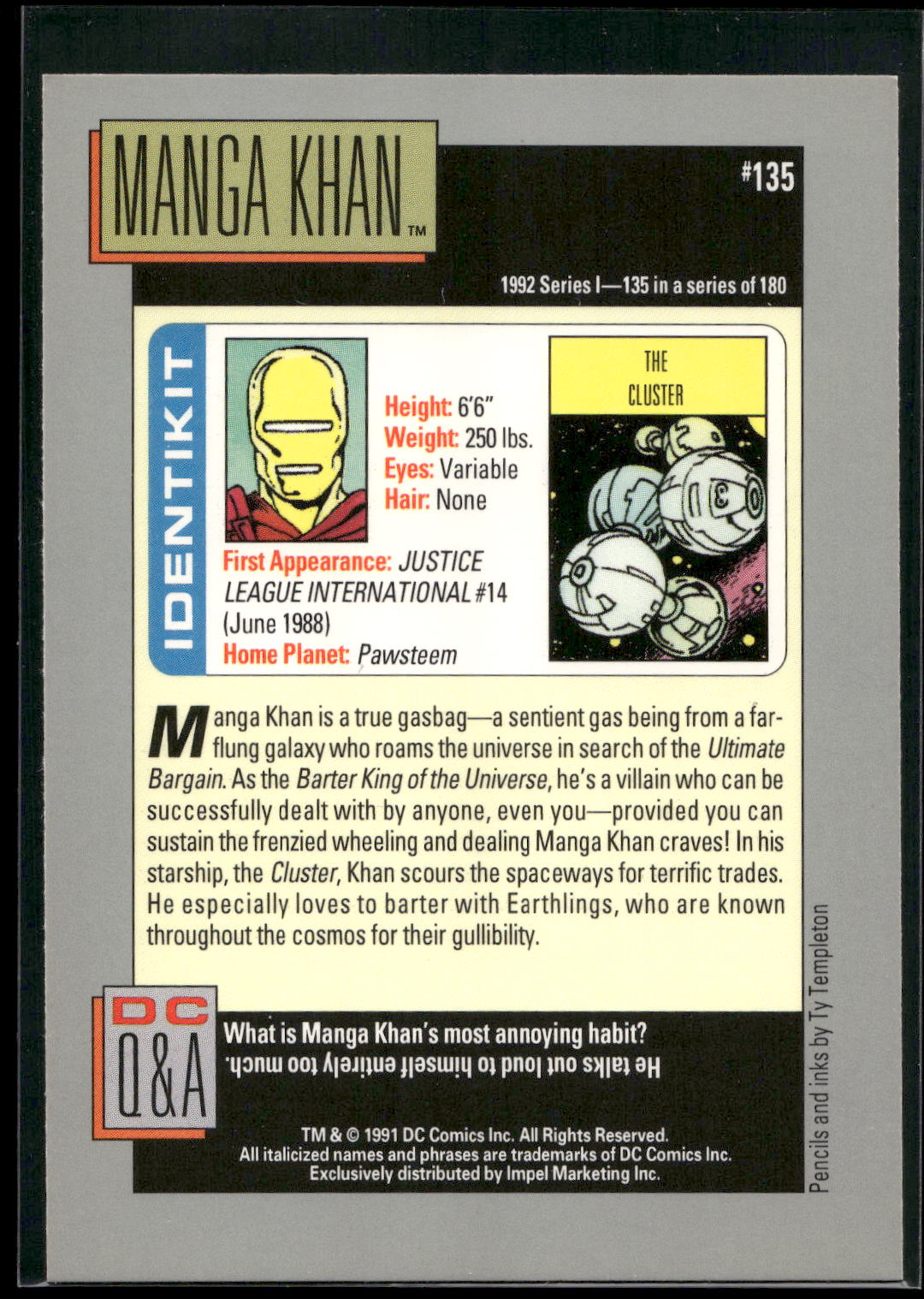1992 Impel DC Cosmic #135 Manga Khan