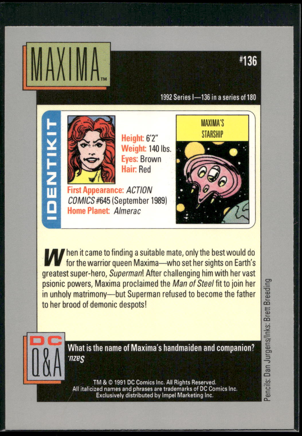 1992 Impel DC Cosmic #136 Maxima