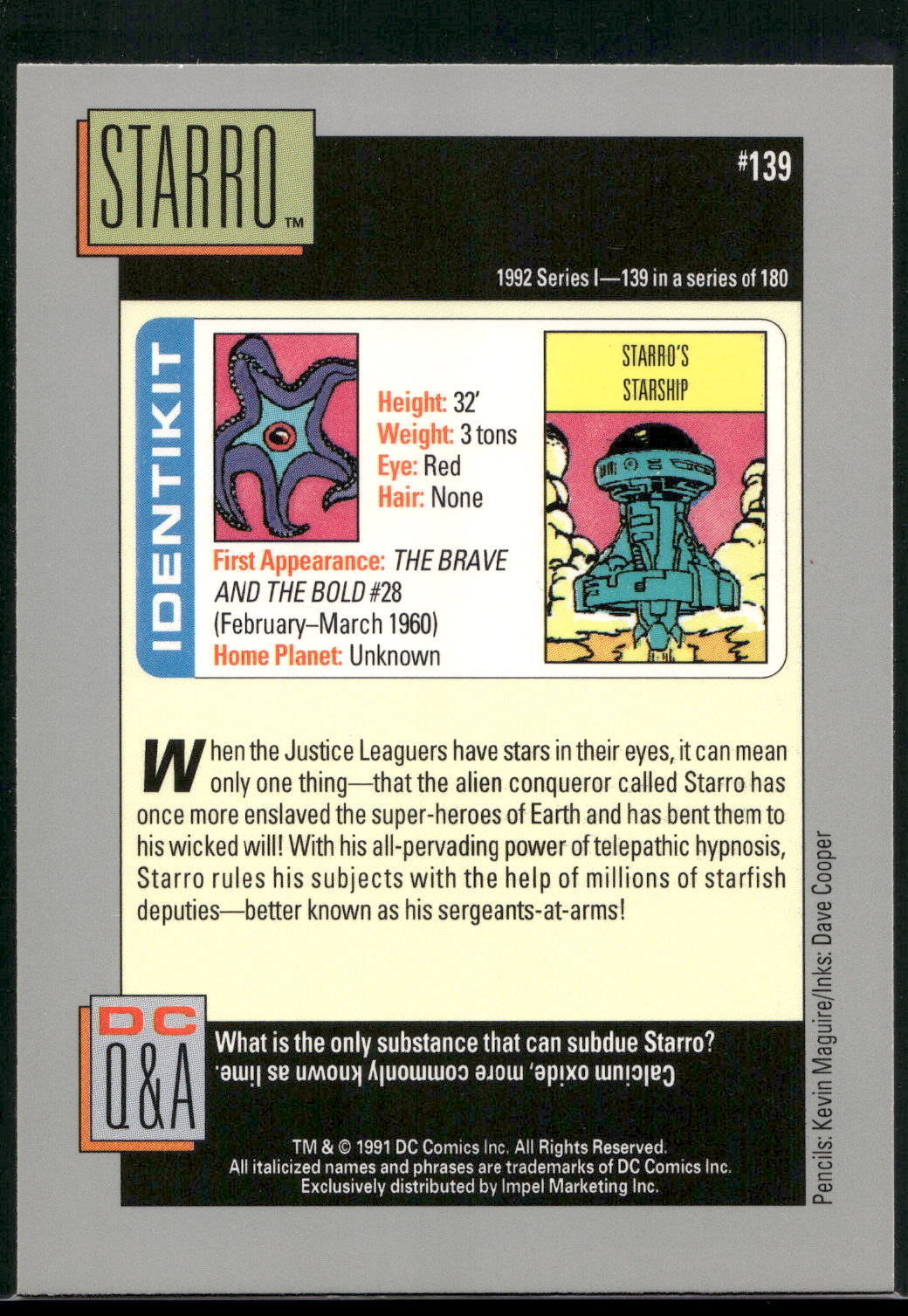 1992 Impel DC Cosmic #139 Starro the Conquerer