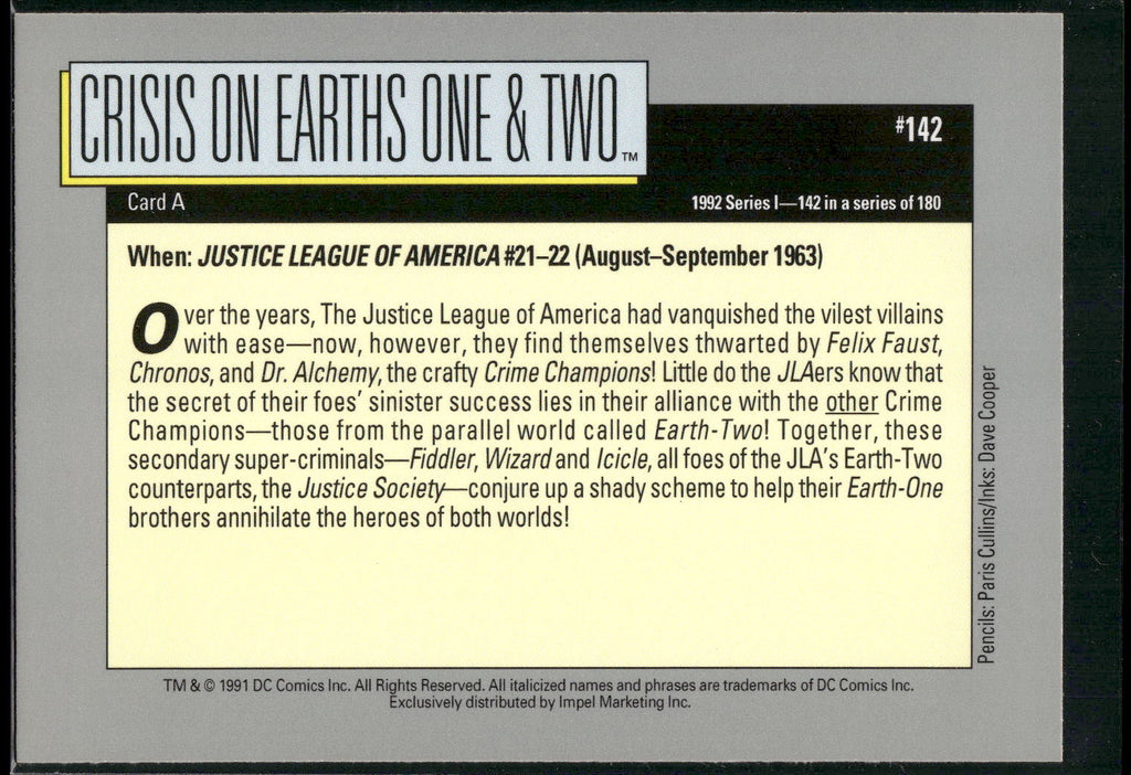 1992 Impel DC Cosmic #142 Crisis on Earths One & Two