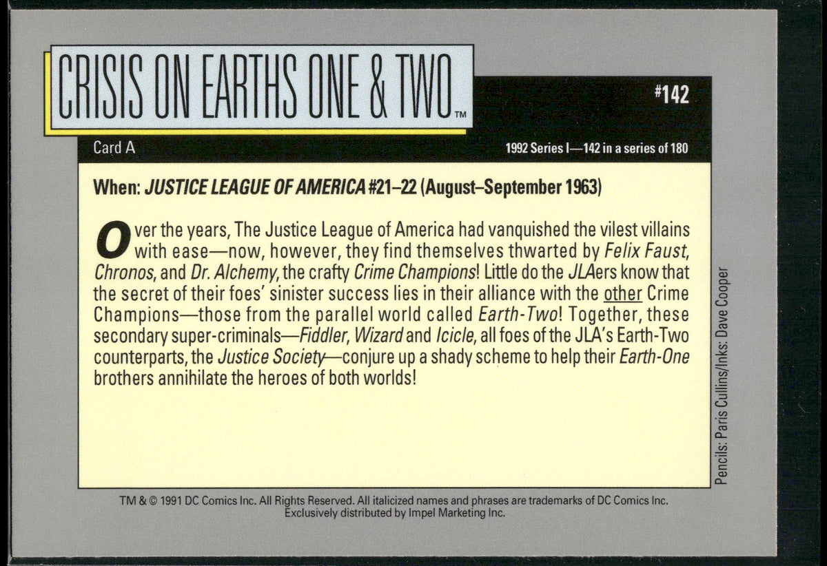 1992 Impel DC Cosmic #142 Crisis on Earths One & Two