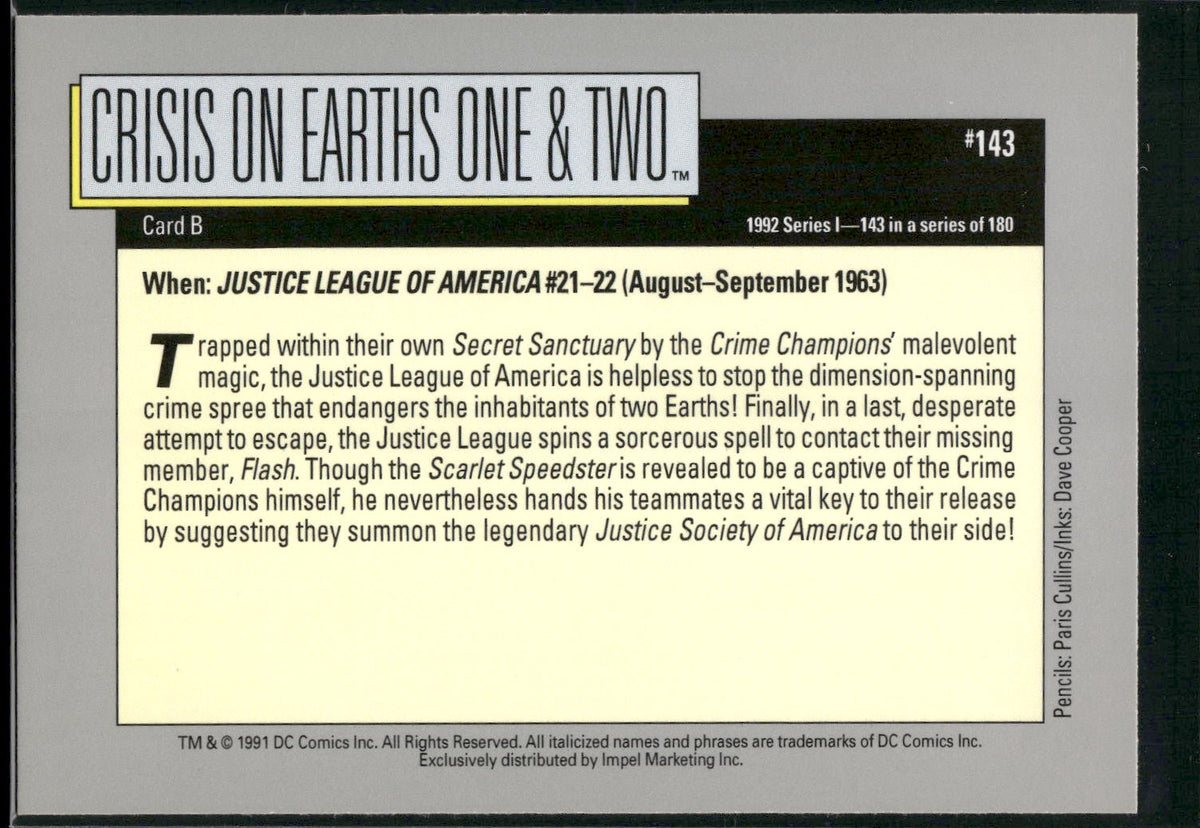 1992 Impel DC Cosmic #143 Crisis on Earths One & Two