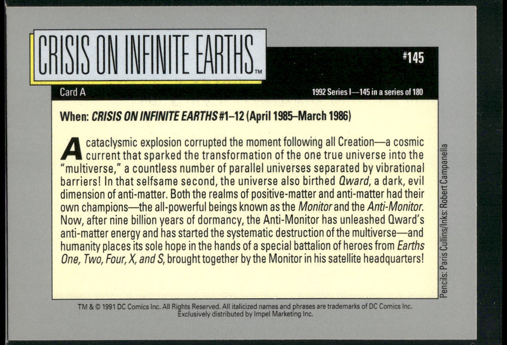 1992 Impel DC Cosmic #145 Crisis on Infinite Earths
