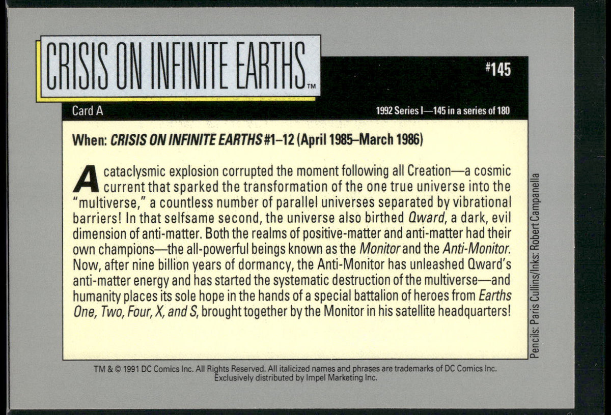 1992 Impel DC Cosmic #145 Crisis on Infinite Earths