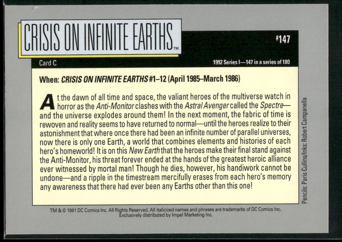 1992 Impel DC Cosmic #147 Crisis on Infinite Earths