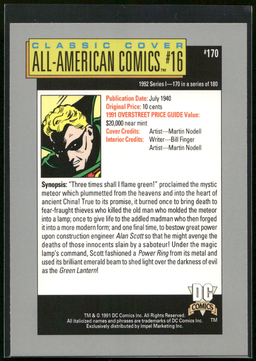 1992 Impel DC Cosmic #170 All-American Comics #16