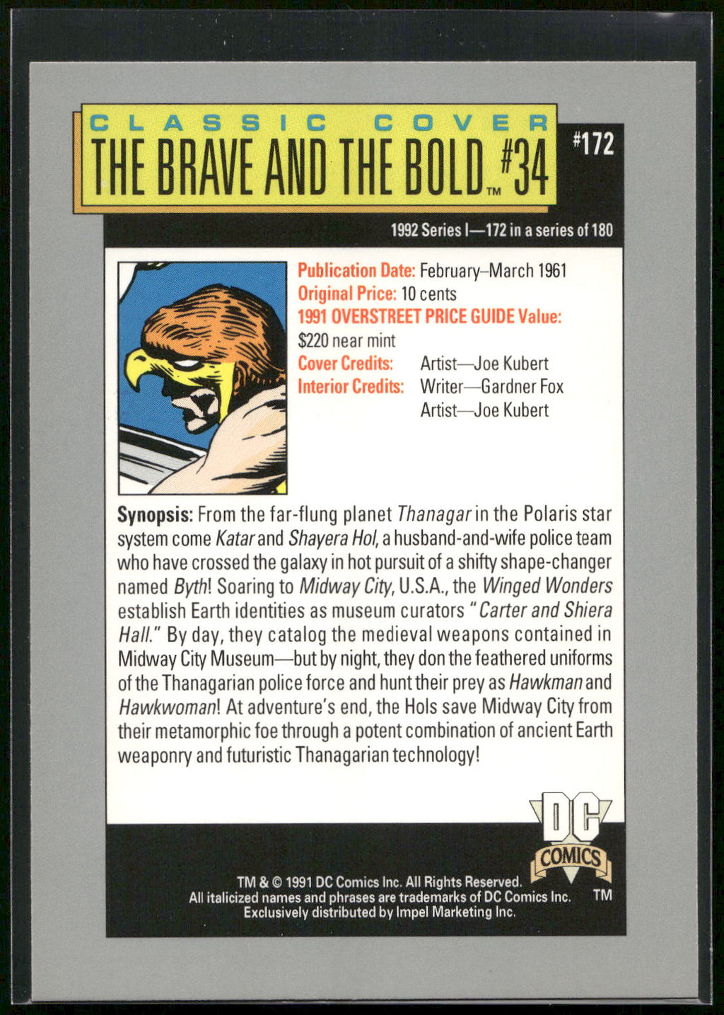 1992 Impel DC Cosmic #172 The Brave and the Bold #34
