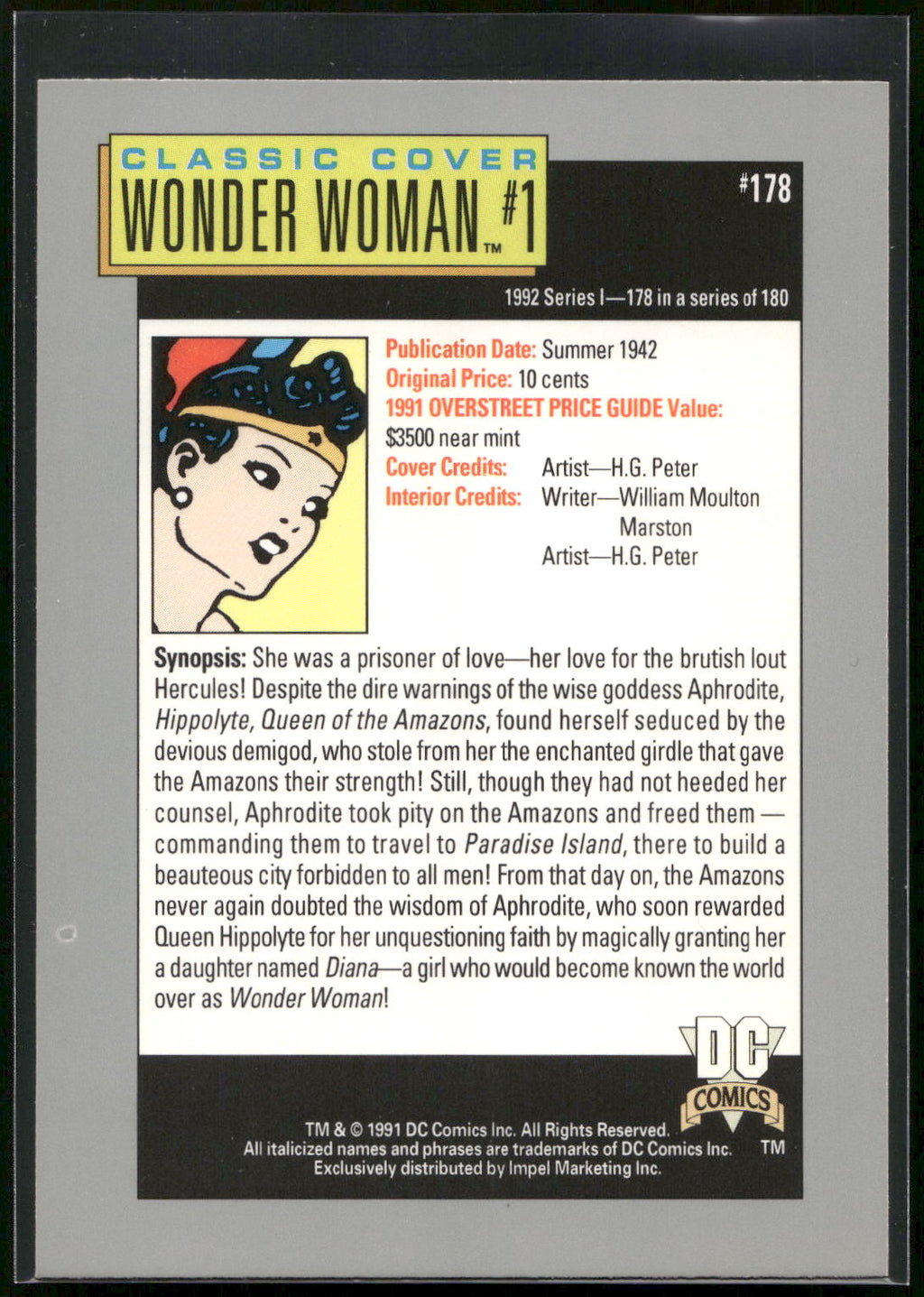 1992 Impel DC Cosmic #178 Wonder Woman #1