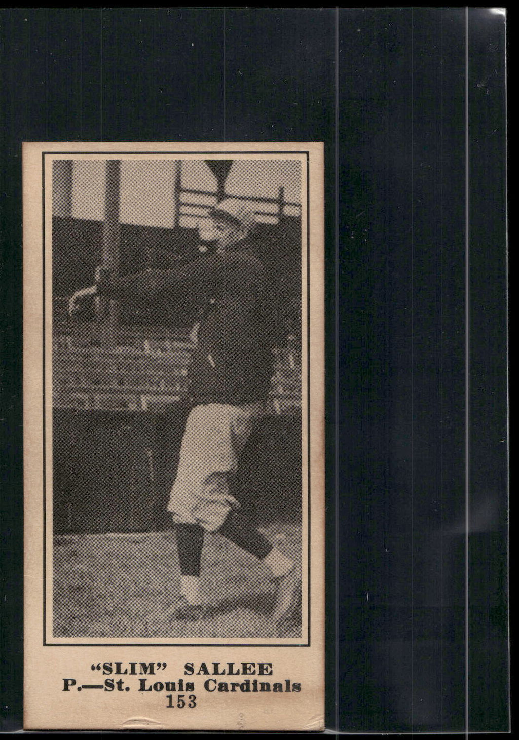 1916 Sporting News (M101) #153 Slim Sallee - Blank Back