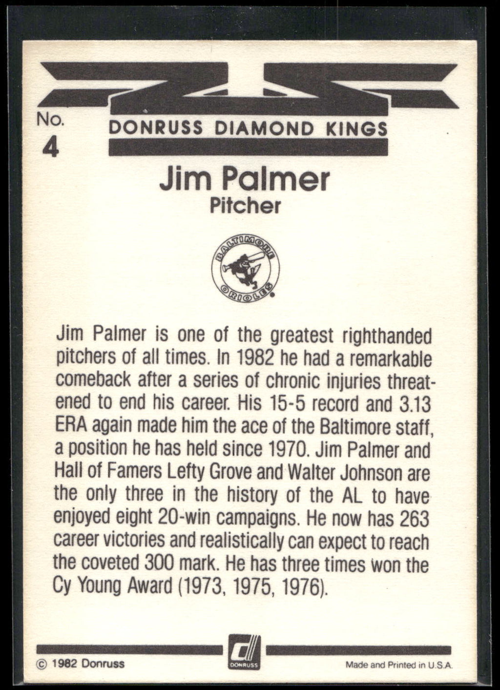 1983 Donruss #4 Jim Palmer