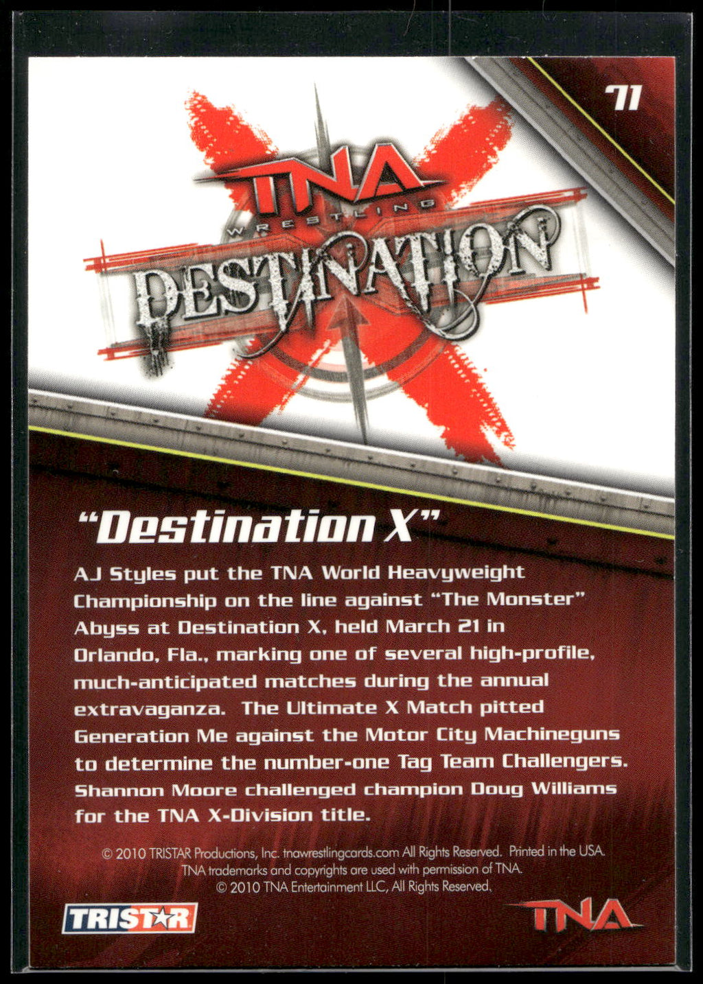 2010 TriStar TNA New Era #71 "Destination X"