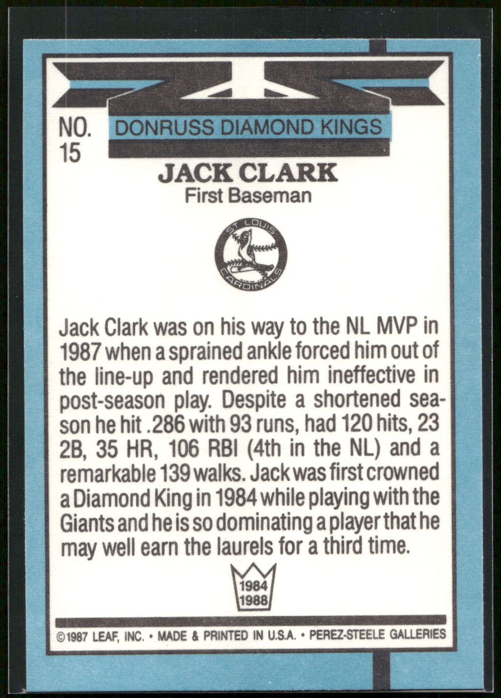 1988 Leaf #15 Jack Clark