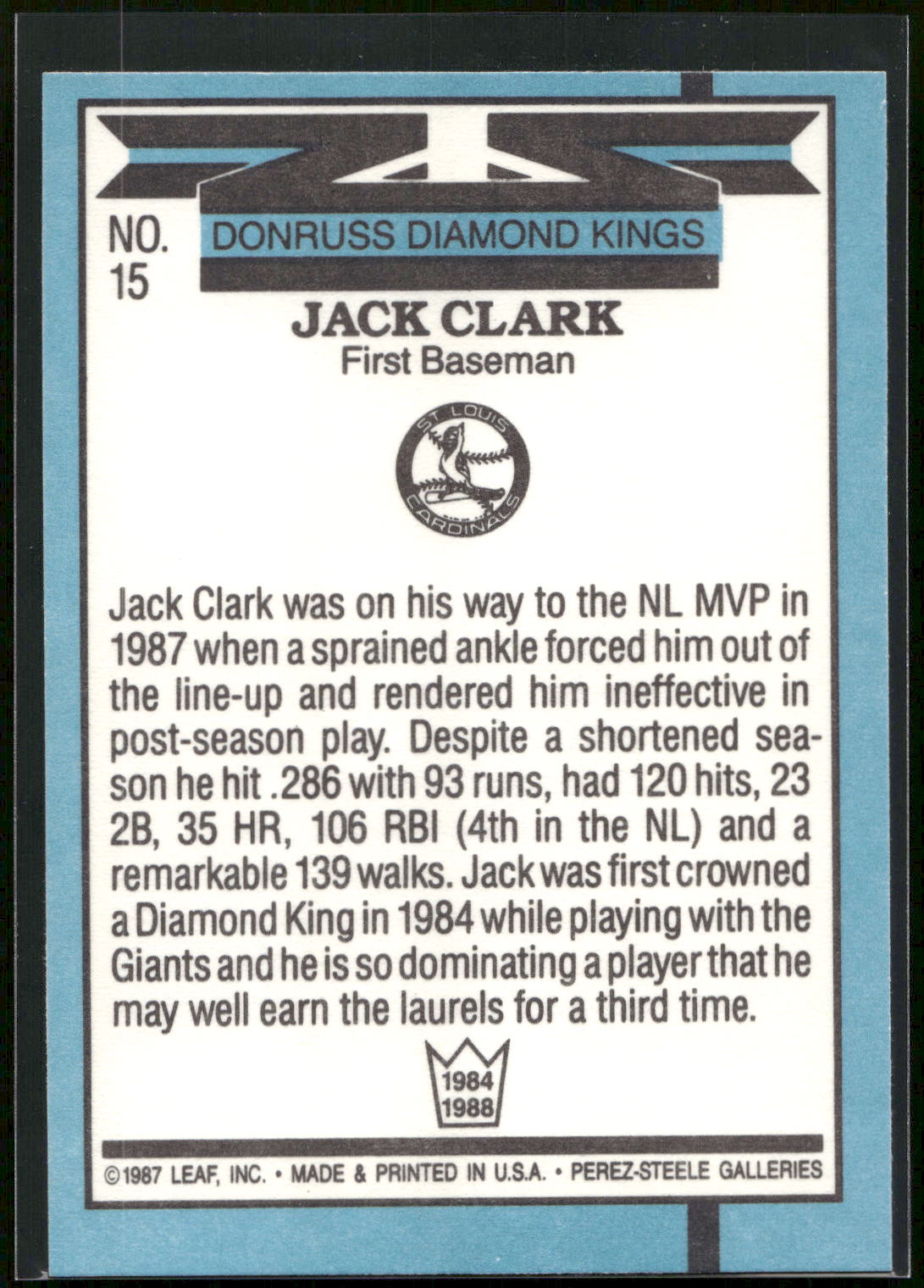1988 Leaf #15 Jack Clark