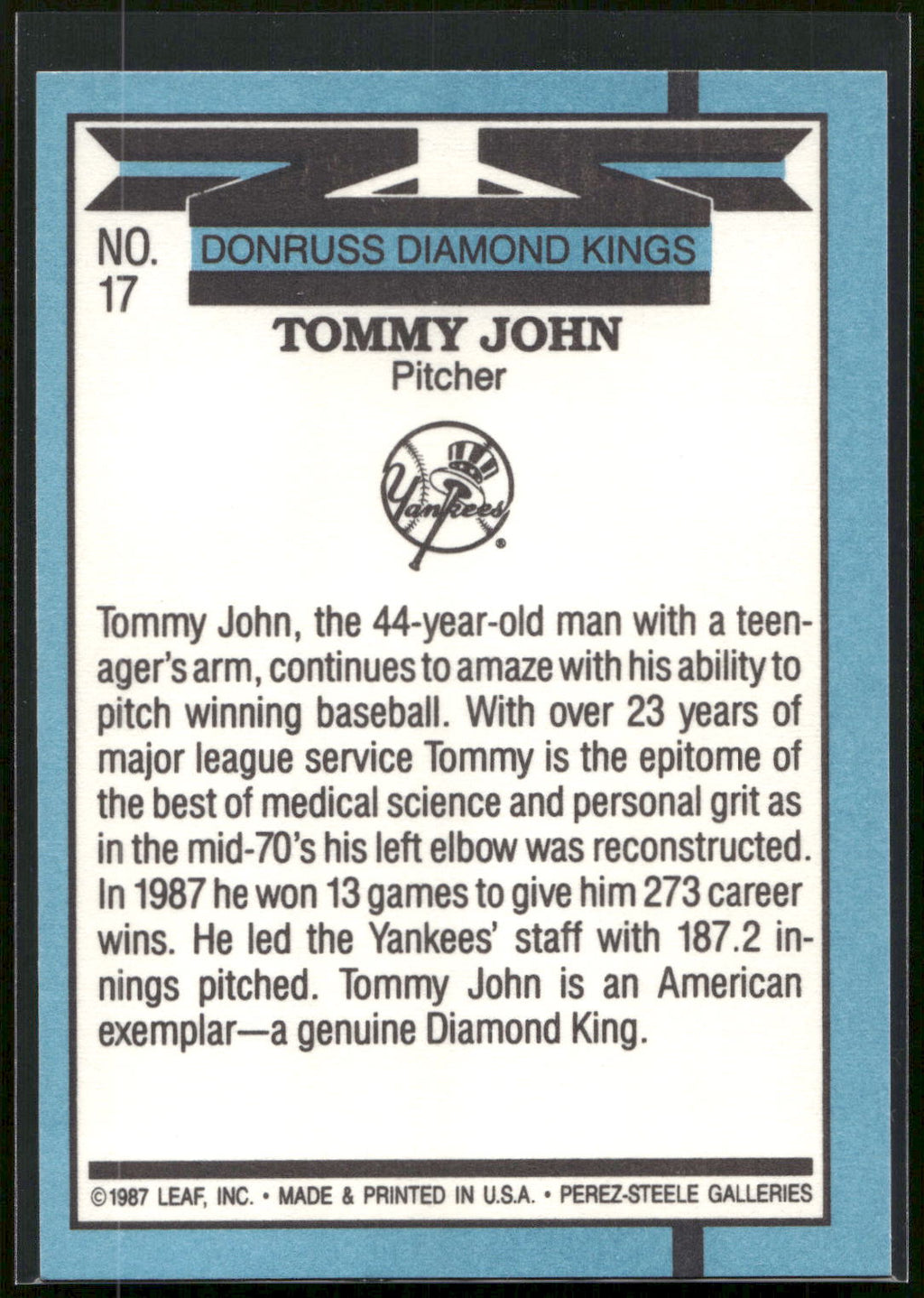 1988 Donruss #17 Tommy John