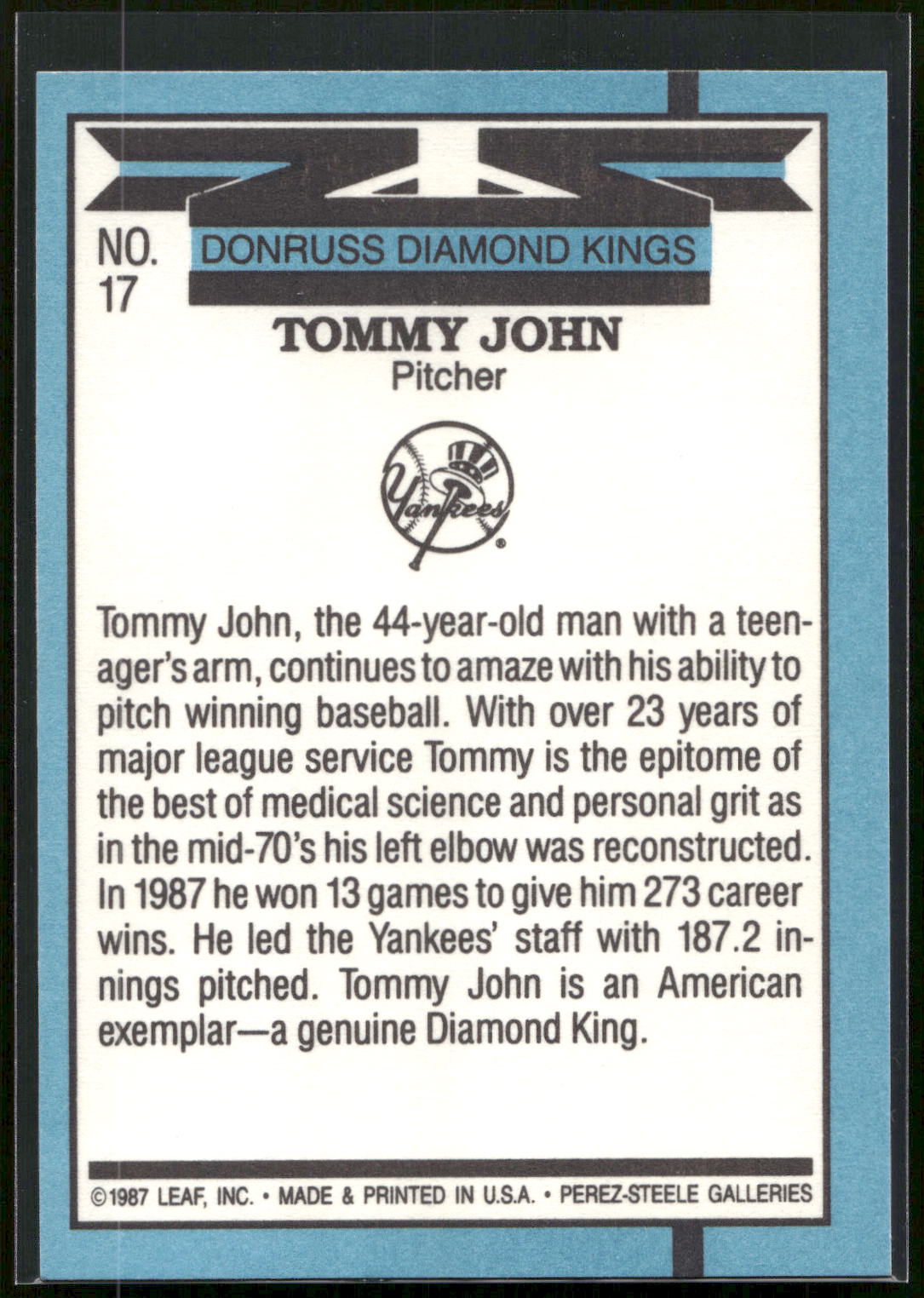 1988 Donruss #17 Tommy John