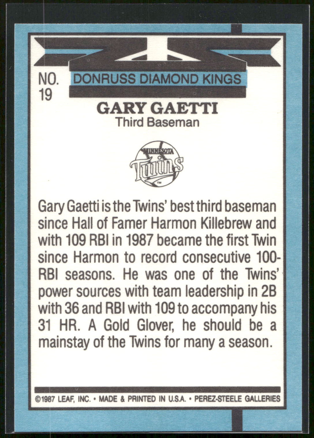 1988 Donruss #19 Gary Gaetti