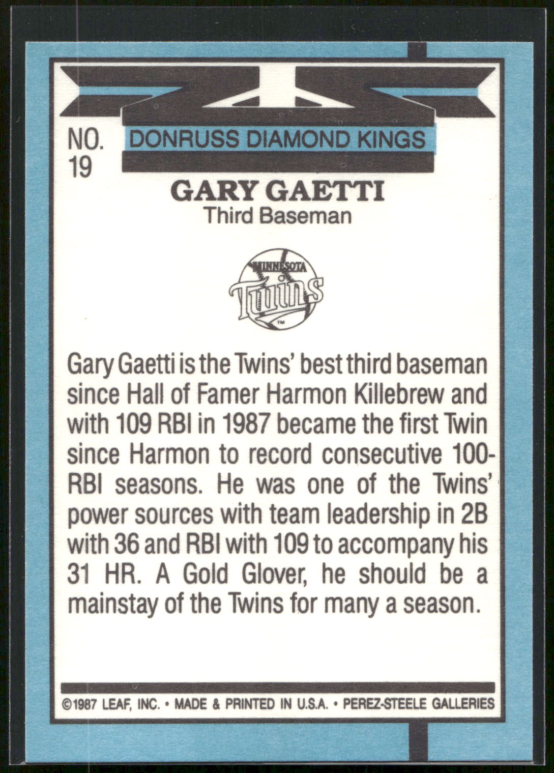 1988 Donruss #19 Gary Gaetti