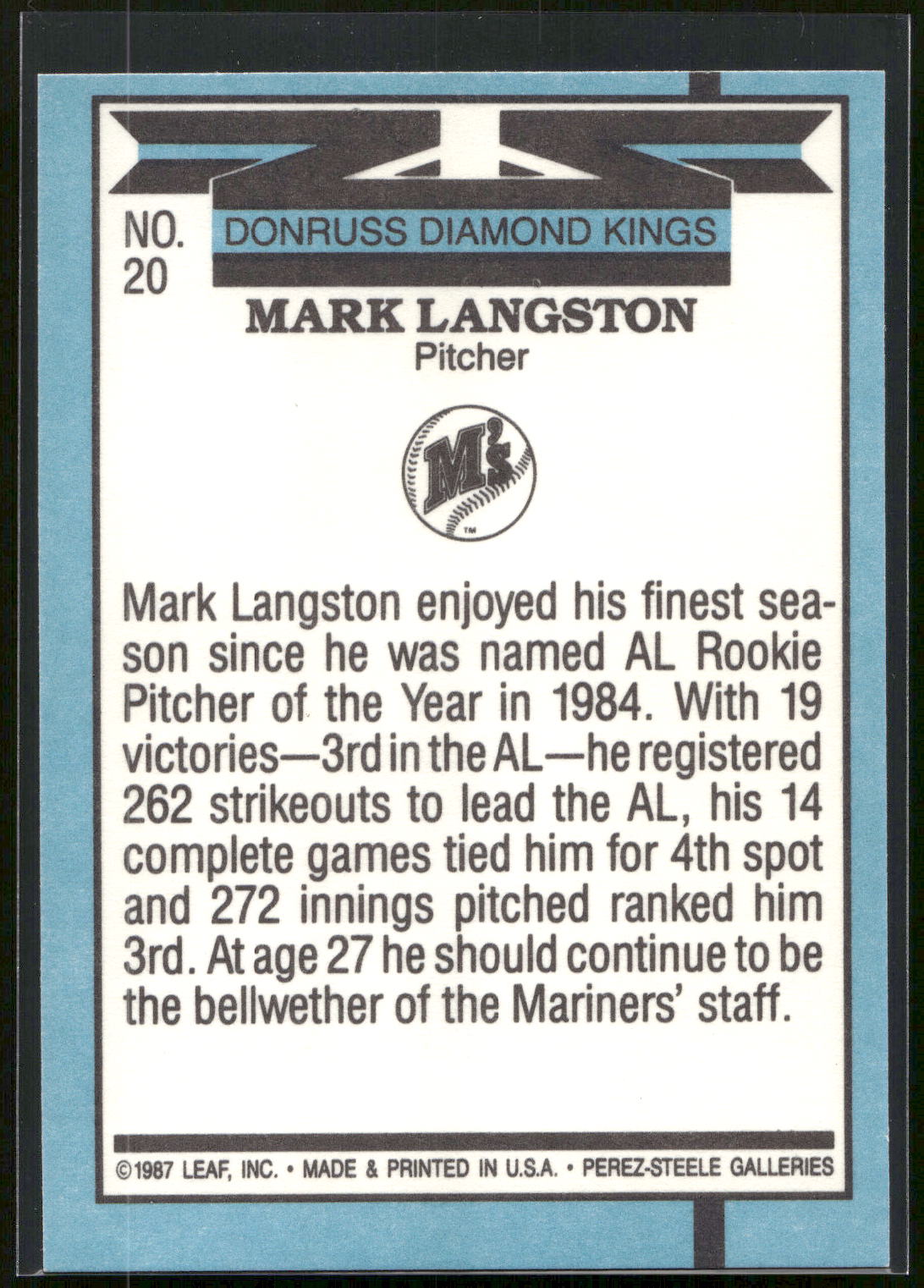 1988 Donruss #20 Mark Langston
