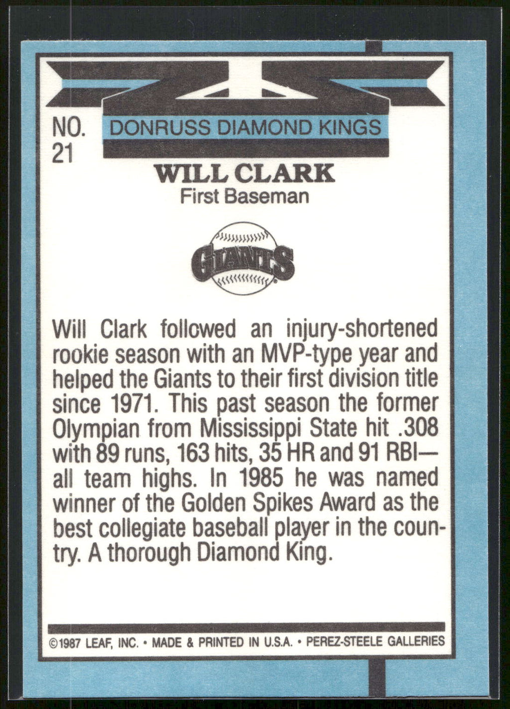 1988 Donruss #21 Will Clark