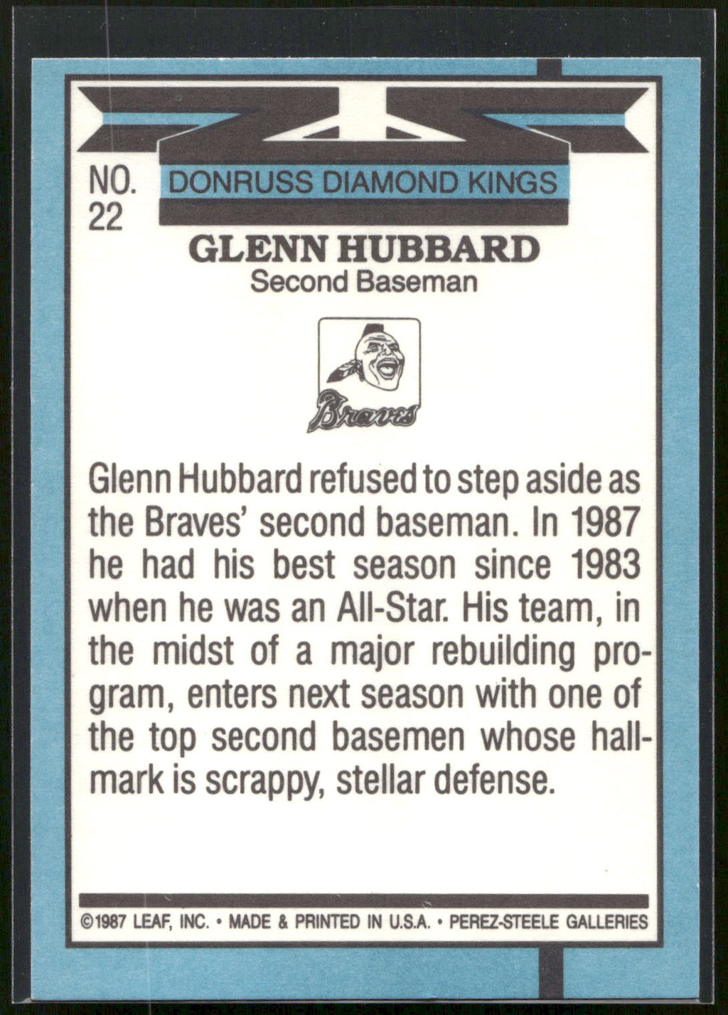 1988 Donruss #22 Glenn Hubbard