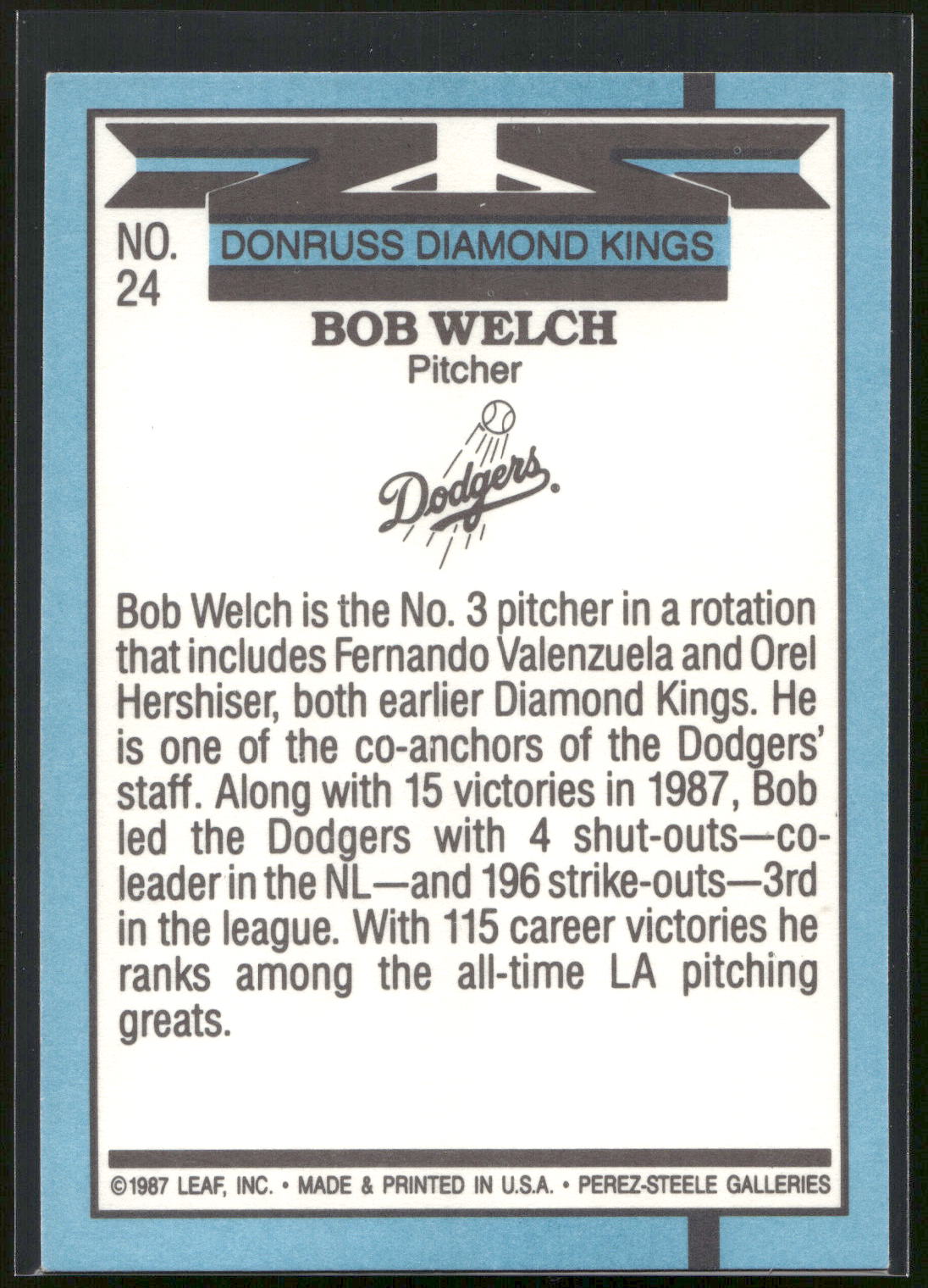 1988 Donruss #24 Bob Welch