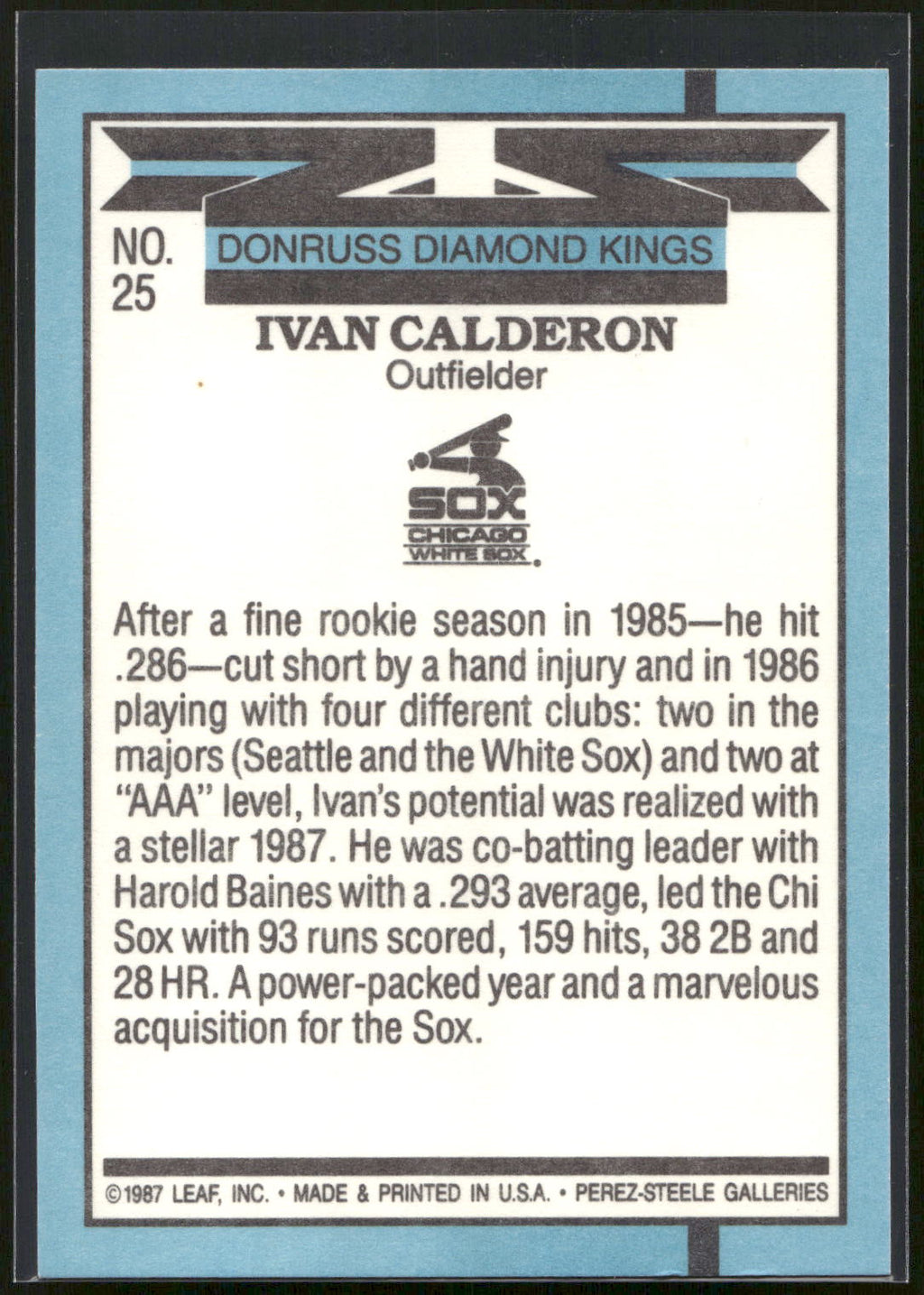 1988 Donruss #25 Ivan Calderon