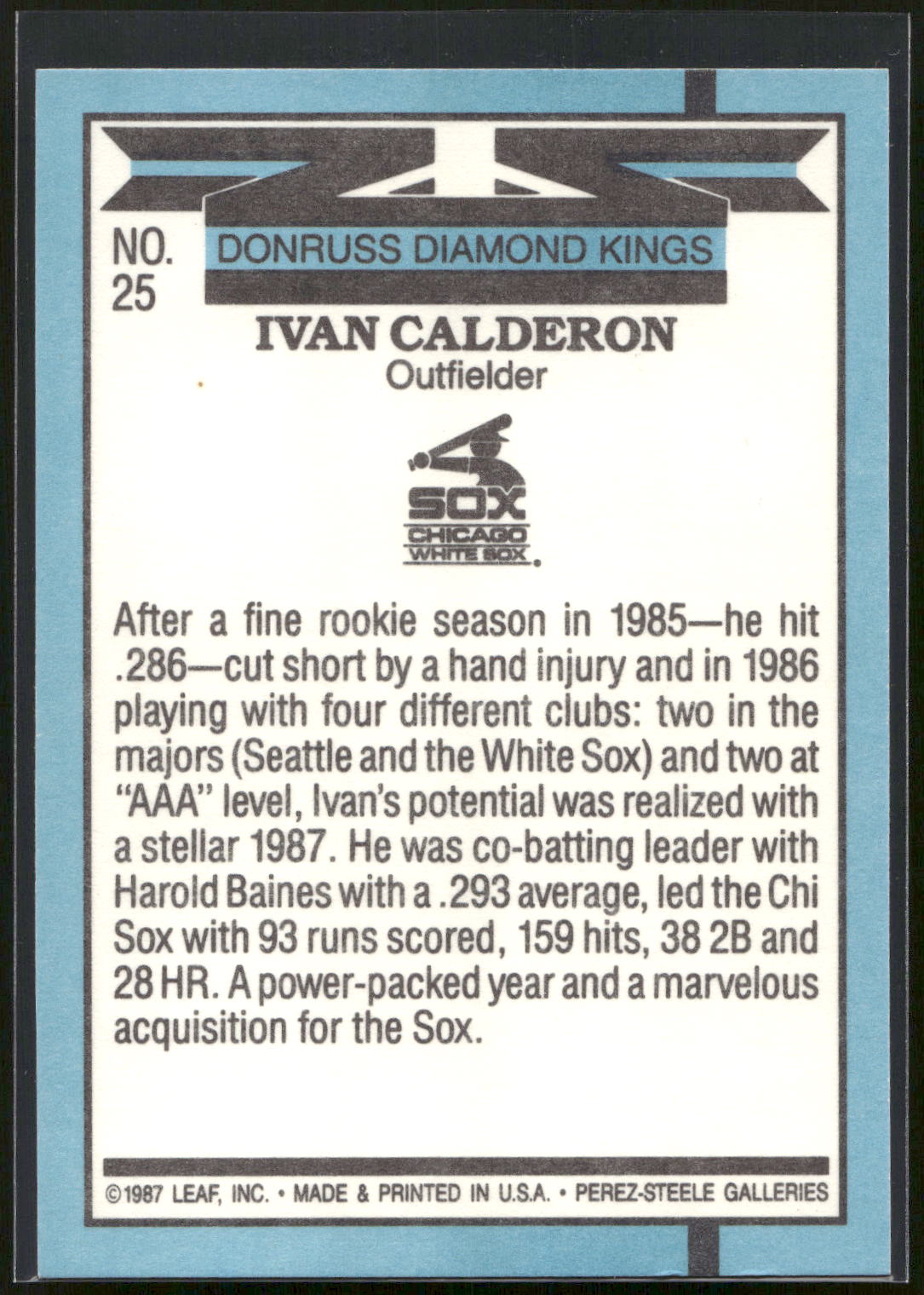 1988 Donruss #25 Ivan Calderon