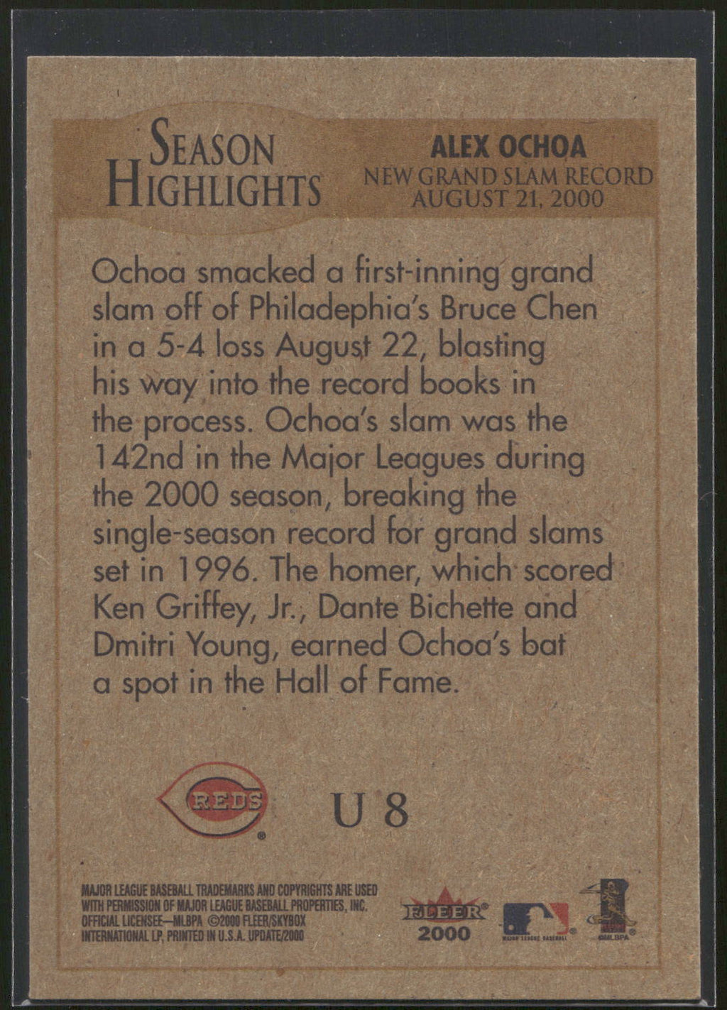 2000 Fleer Tradition Update #U8 Alex Ochoa