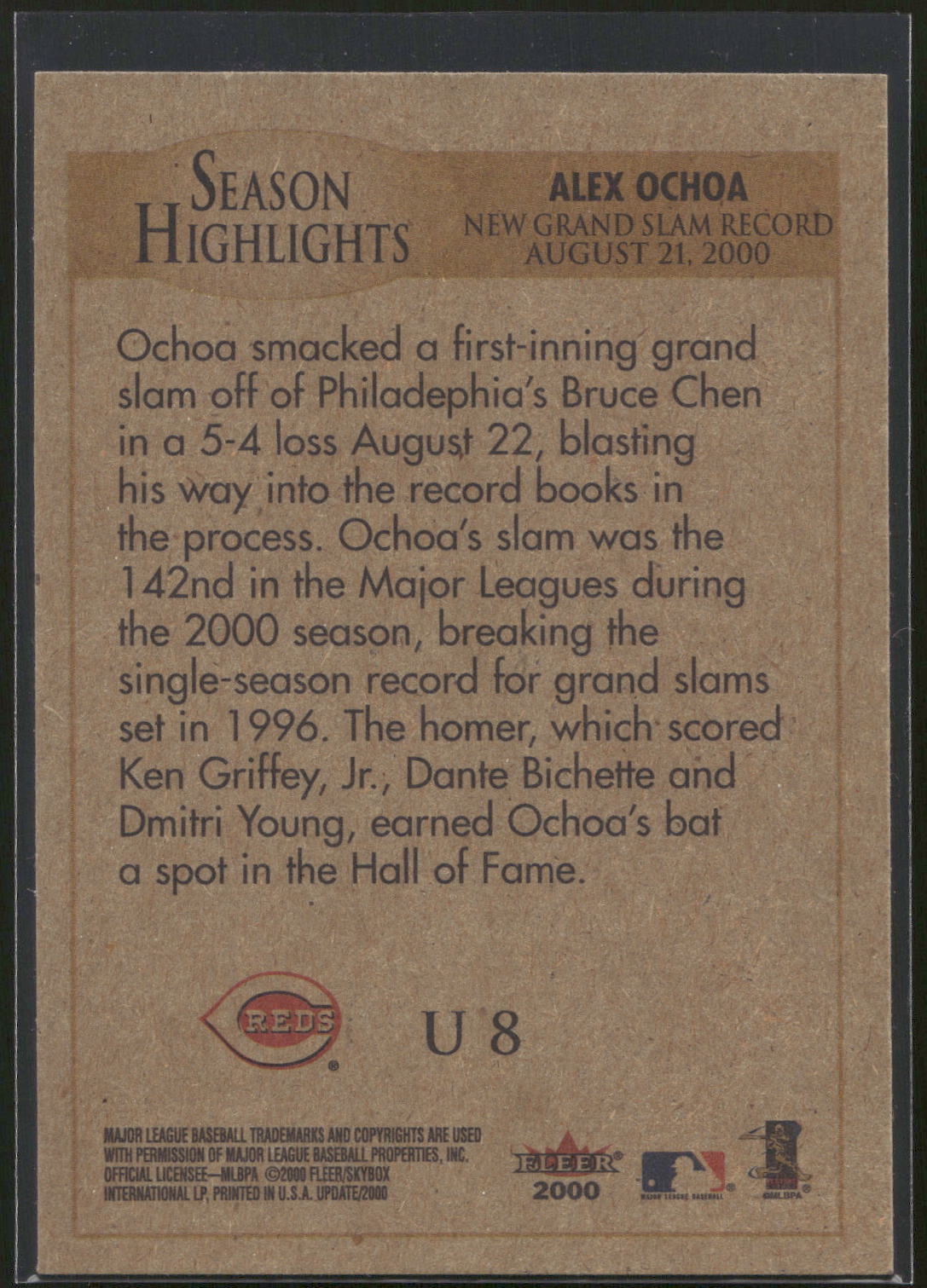 2000 Fleer Tradition Update #U8 Alex Ochoa