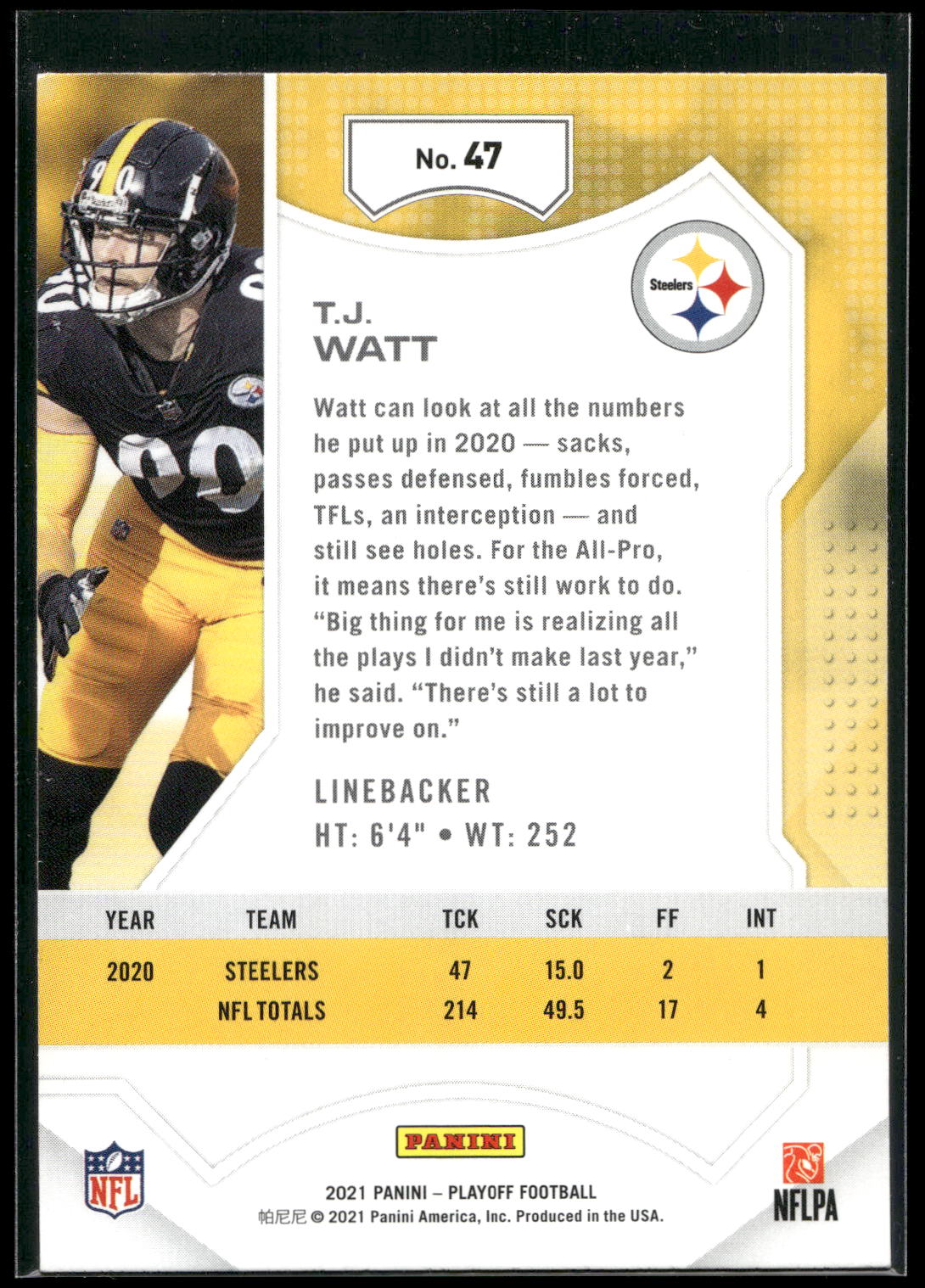 2021 Panini Playoff #47 T.J. Watt